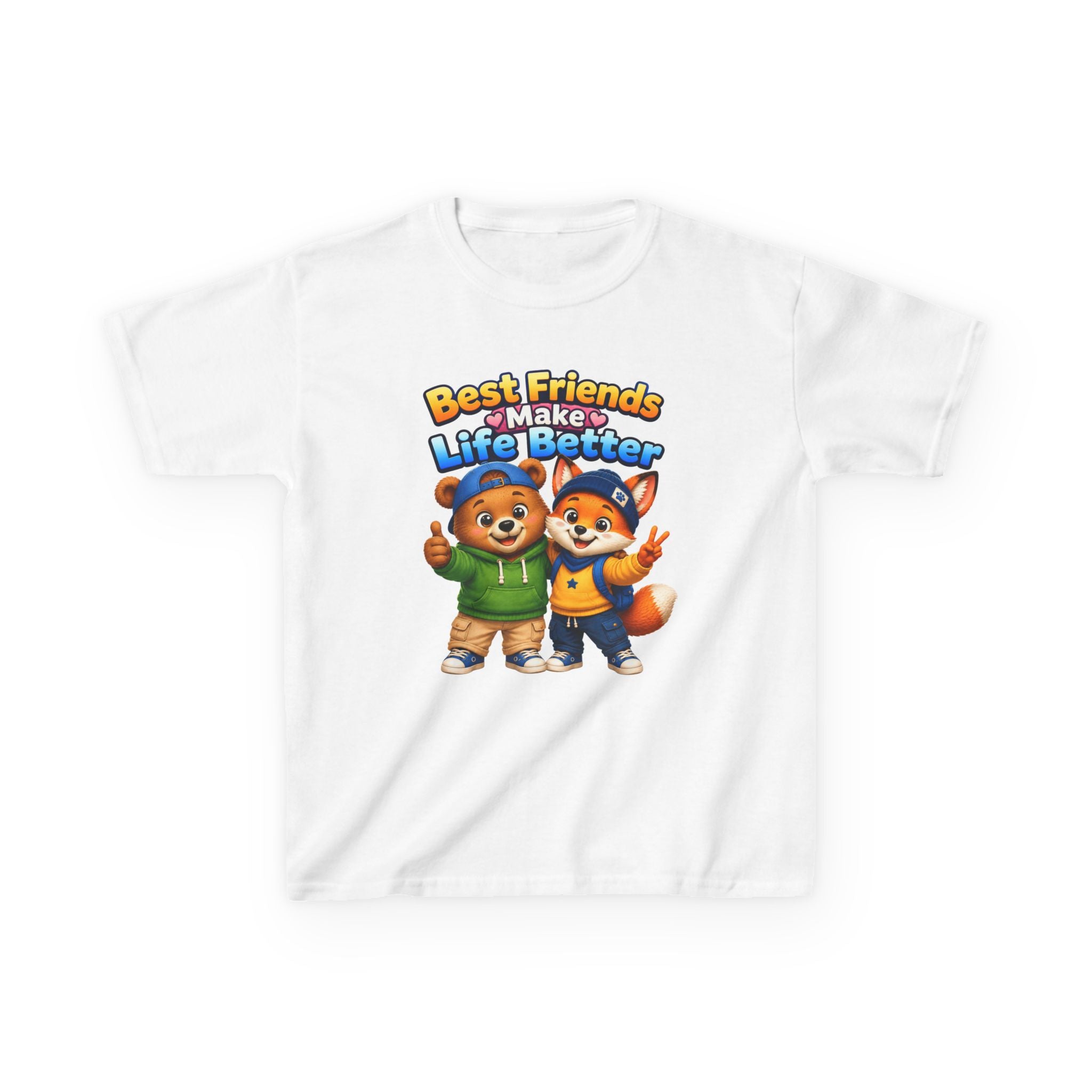 Kids Friendship T-Shirt — 'Best Friends Make Life Better' Cute Bear & Fox Graphic Tee