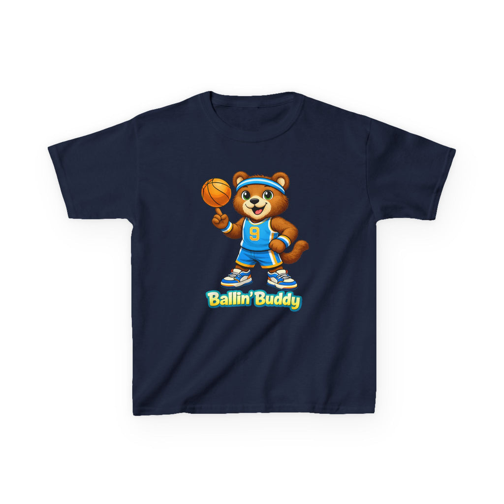 Kidxtr™ Kids Basketball T-Shirt — 'Ballin' Buddy' Cute Bear Basketball Graphic Tee