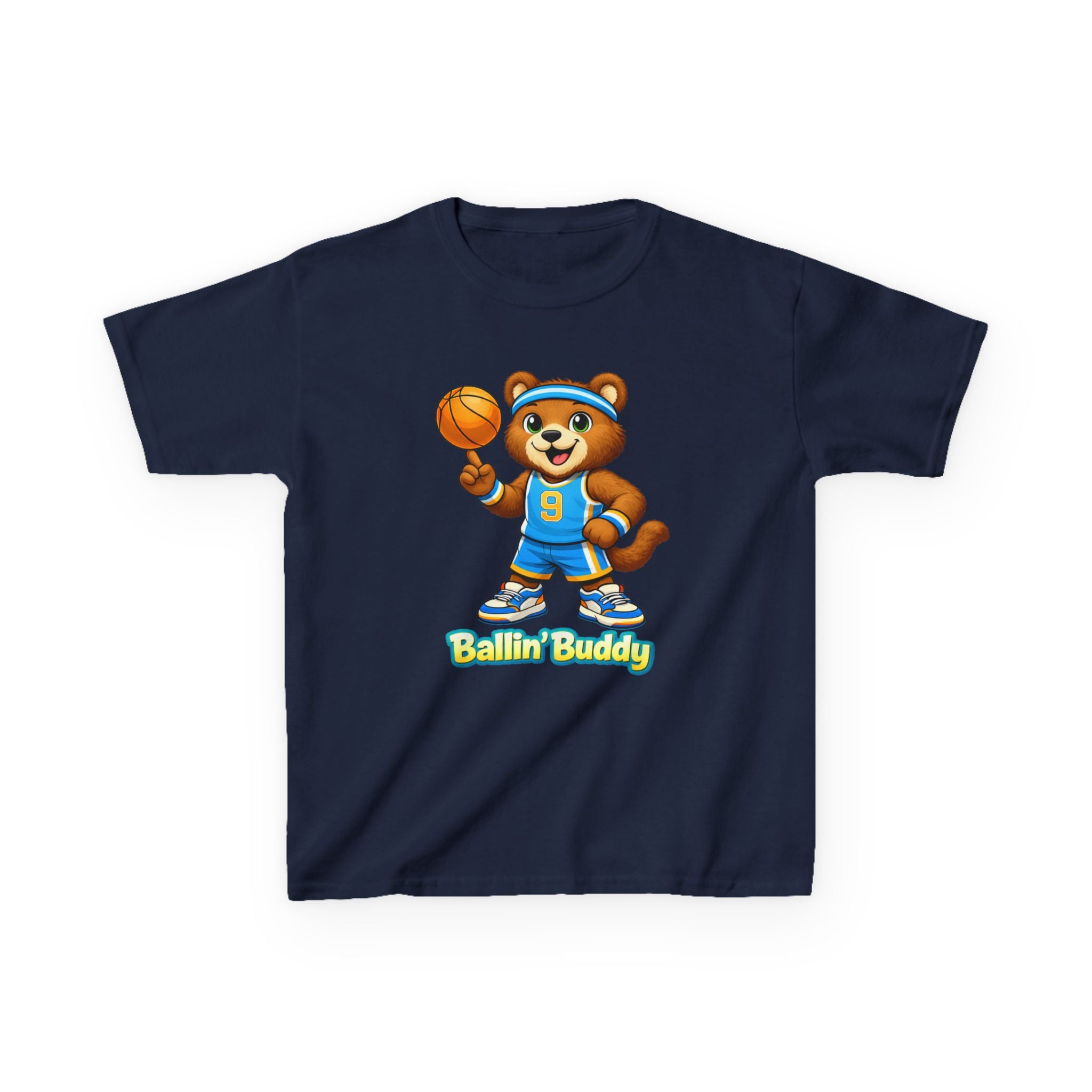 Kidxtr™ Kids Basketball T-Shirt — 'Ballin' Buddy' Cute Bear Basketball Graphic Tee