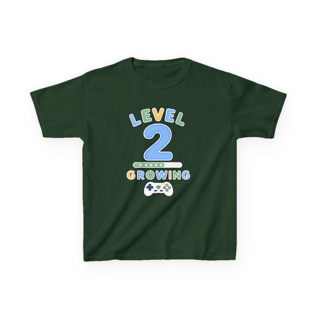Kids Birthday Gaming T-Shirt — 'Level 2 Growing' Gamer Graphic Tee