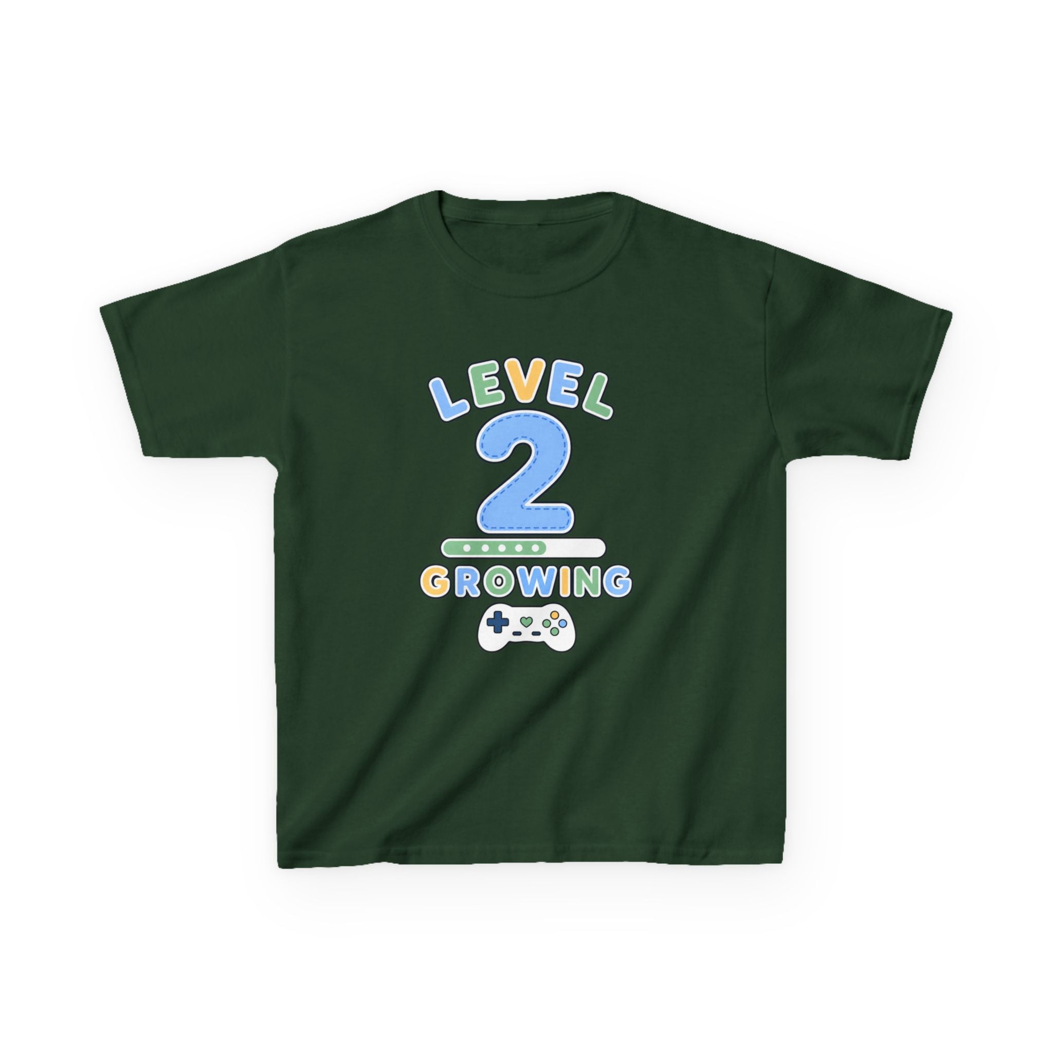 Kids Birthday Gaming T-Shirt — 'Level 2 Growing' Gamer Graphic Tee