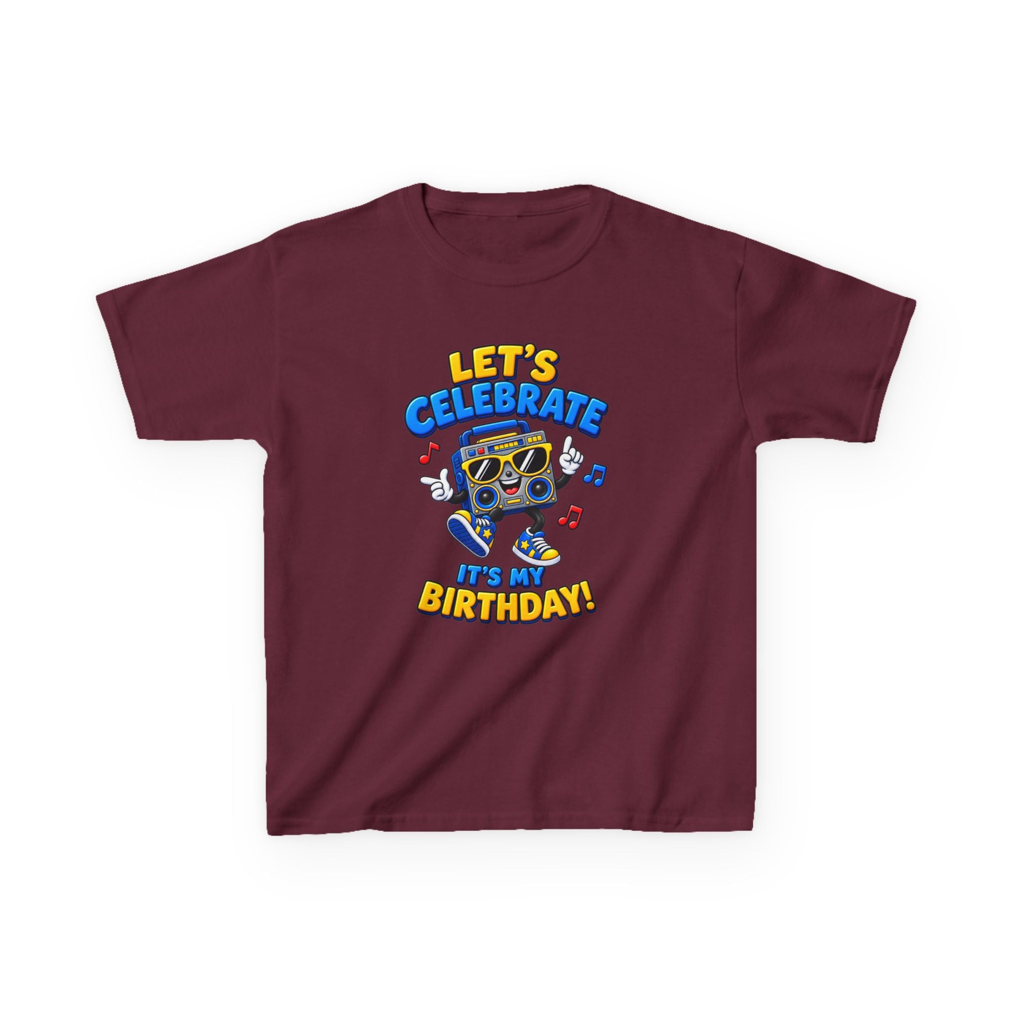 Kids Birthday T-Shirt — 'Let's Celebrate, It's My Birthday!' Fun Party  Boombox Graphic Tee