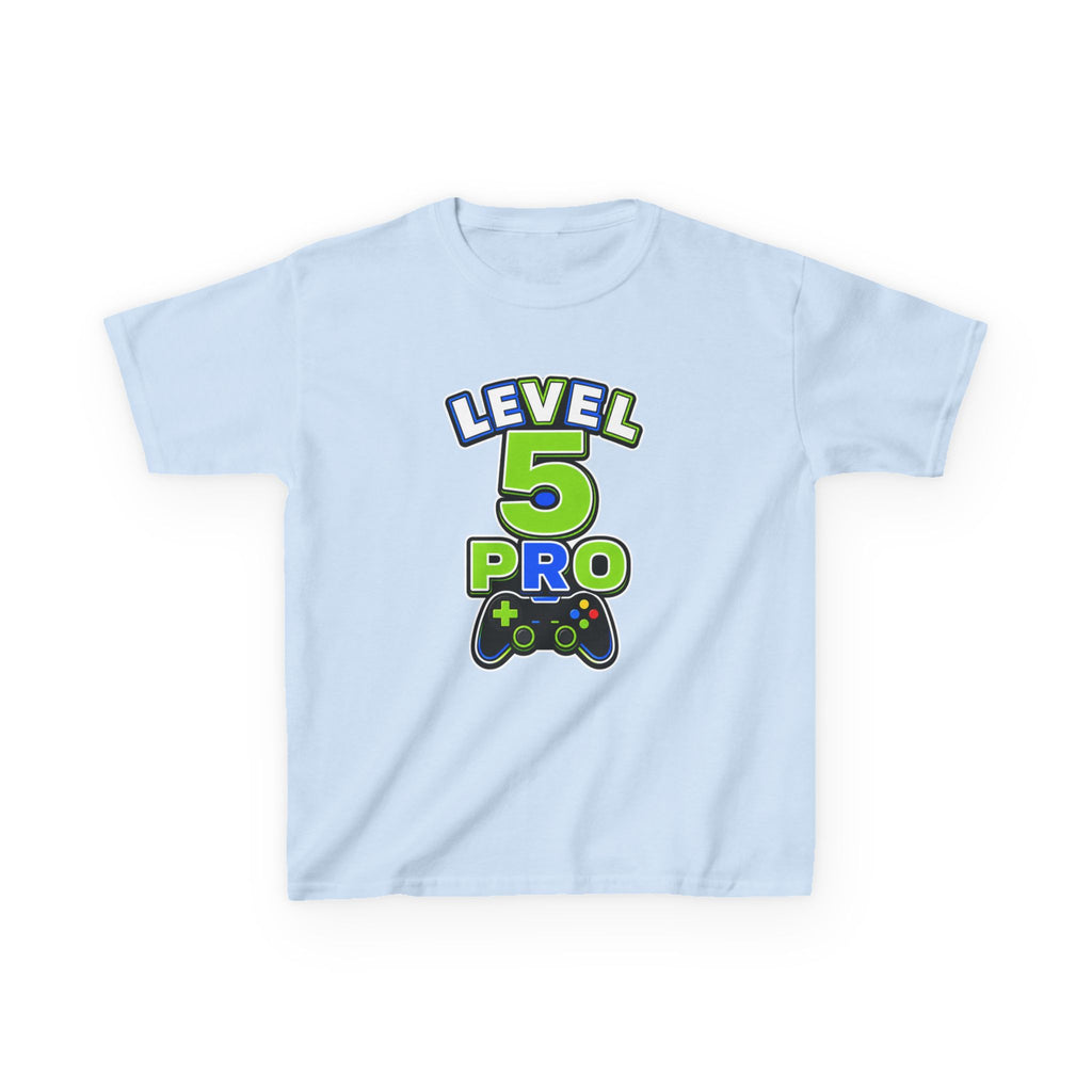 Kids Birthday Gaming T-Shirt — 'Level 5 Pro' Gamer Graphic Tee