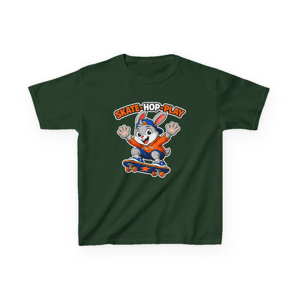 Kids Skate Hop Play T-Shirt — Cute Skateboarding Bunny Tee for Boys & Girls