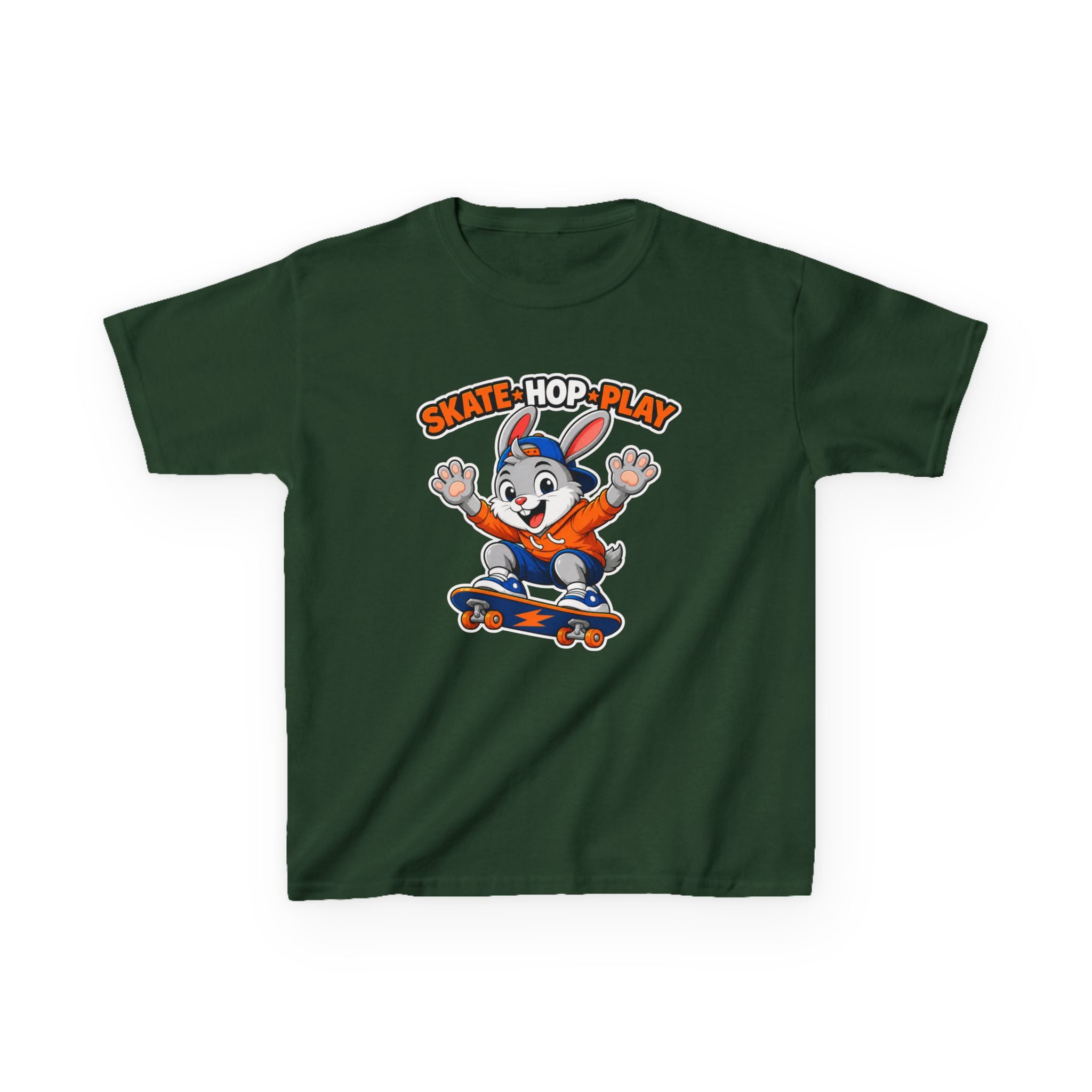 Kids Skate Hop Play T-Shirt — Cute Skateboarding Bunny Tee for Boys & Girls