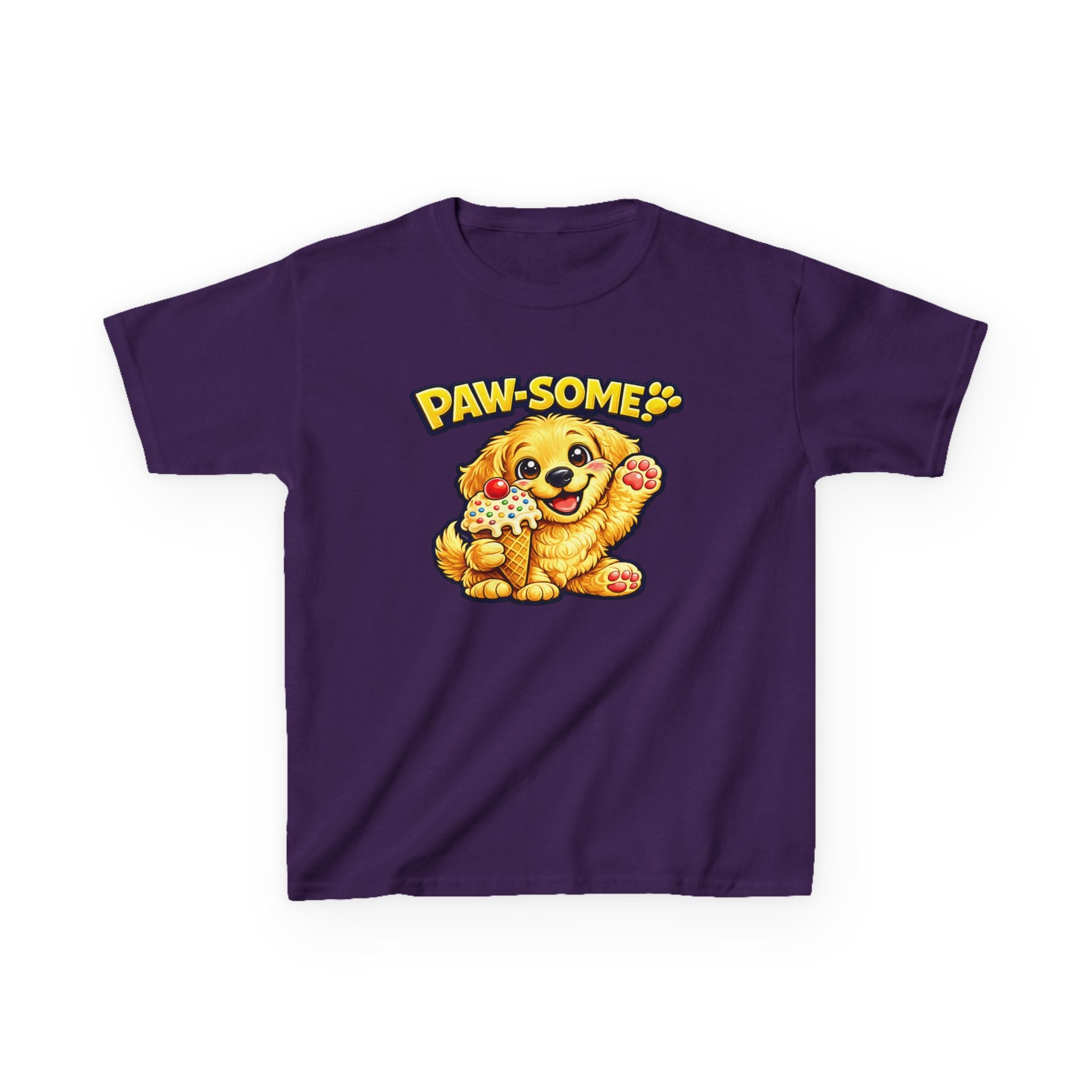 Kids Dog T-Shirt — 'Paw-some!' Golden Puppy Graphic Tee