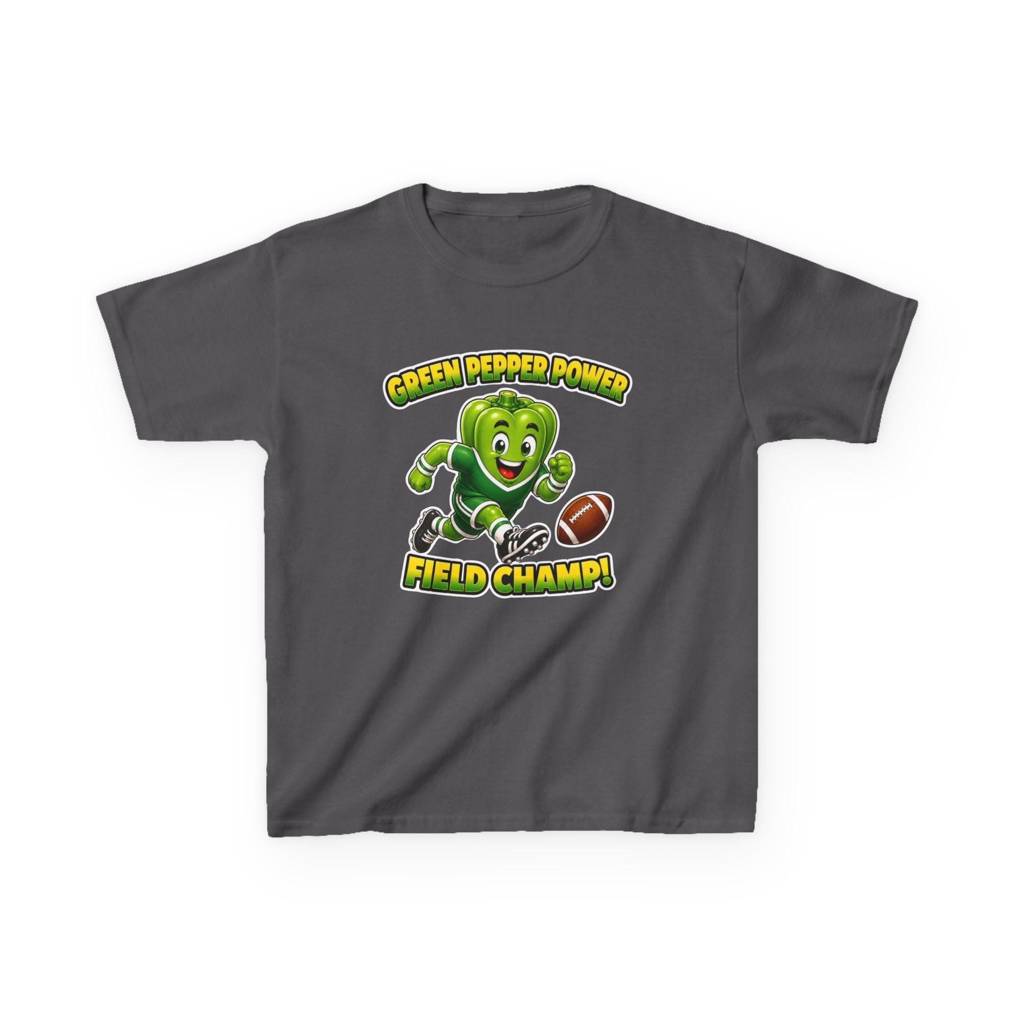 Kids Football T-Shirt — 'Green Pepper Power' Field Champ Graphic Tee