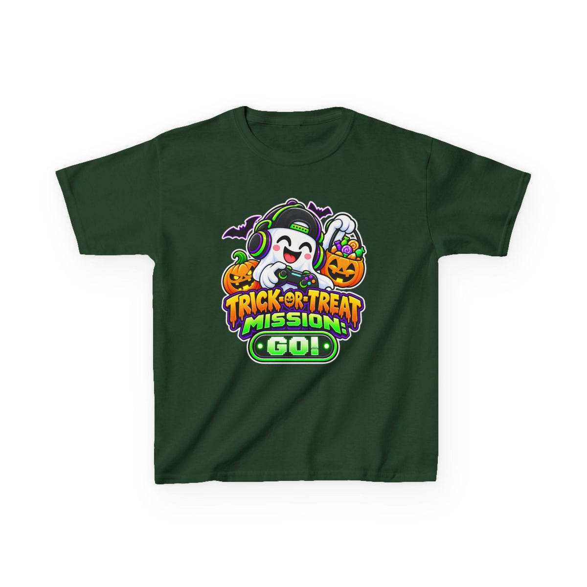 Kidxtr™ Kids Halloween T-Shirt — 'Trick or Treat Mission' Halloween Graphic Tee