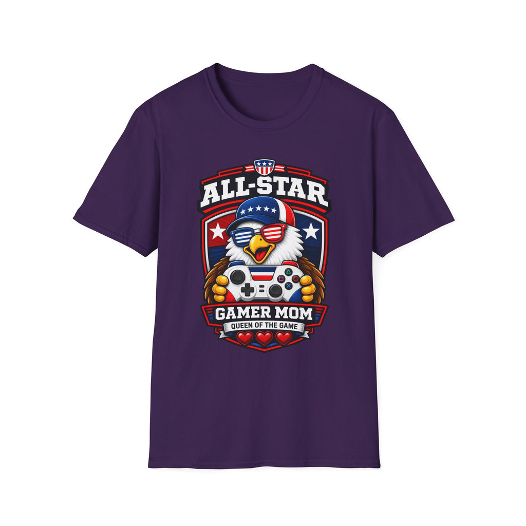 All-Star Gamer Mom T-Shirt — Patriotic Eagle Gaming Graphic Tee