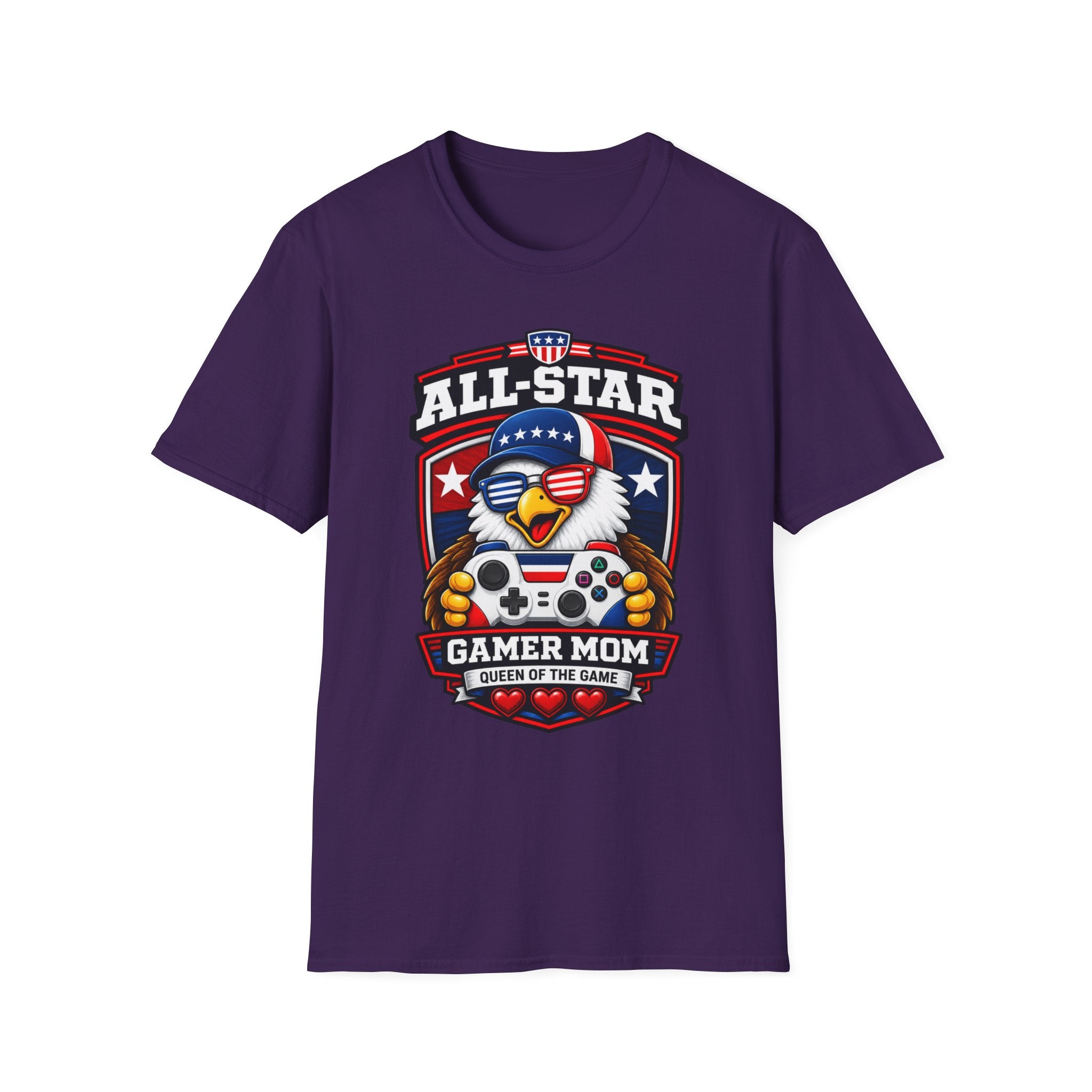 All-Star Gamer Mom T-Shirt — Patriotic Eagle Gaming Graphic Tee