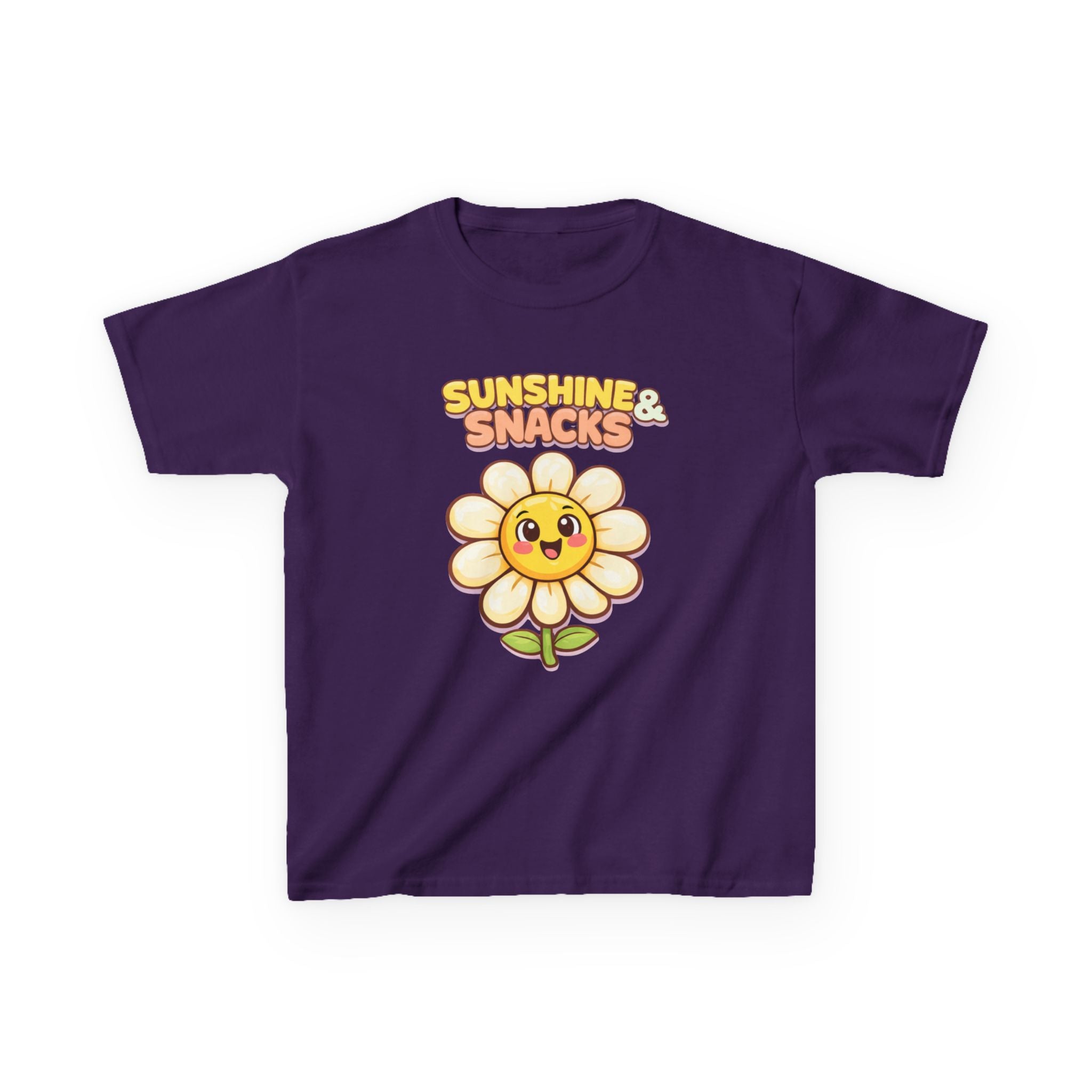 Kids Sunshine T-Shirt — 'Sunshine & Snacks' Smiling Daisy Graphic Tee