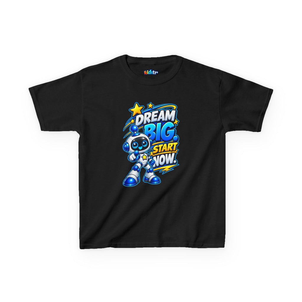 Kidxtr™ Kids Robot T-Shirt — 'Dream Big, Start Now' Motivational Robot Graphic Tee