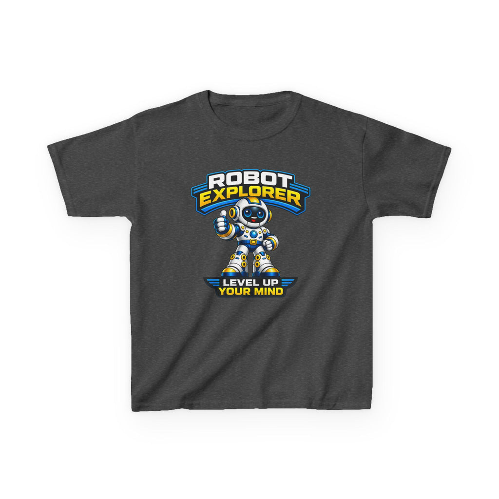 Kids T‑Shirt — "Robot Explorer: Level Up Your Mind" Cute STEM Robot Tee