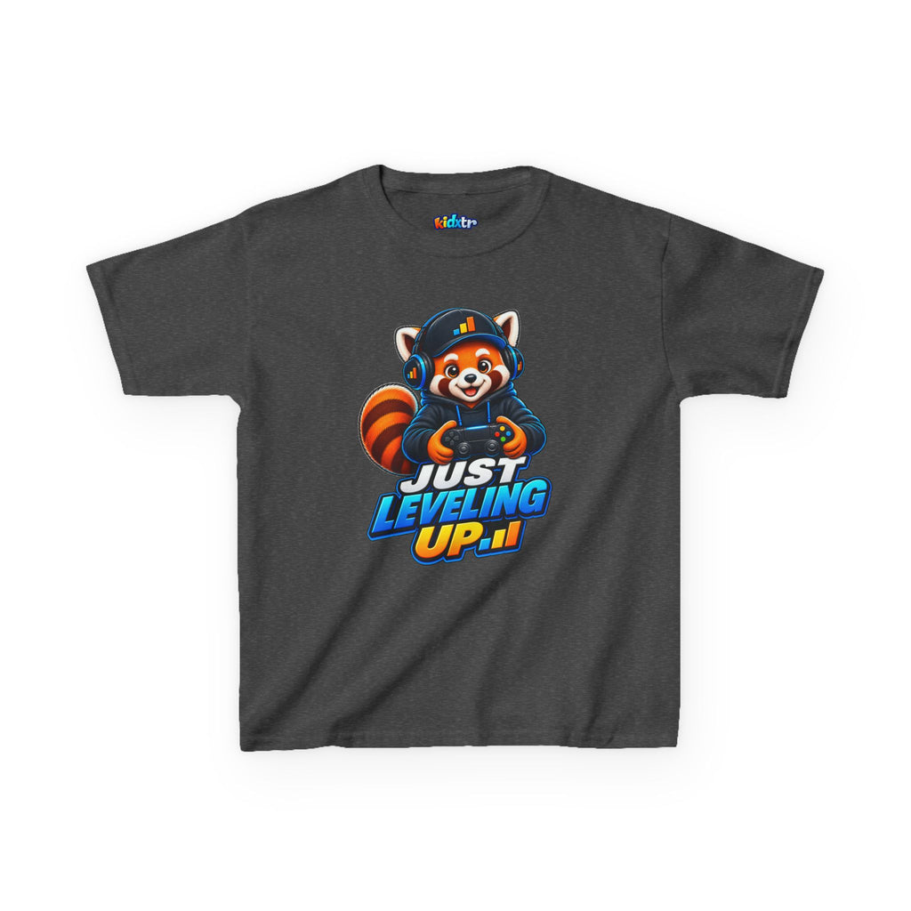 Kidxtr™ Kids Fox T-Shirt — 'Just Leveling Up' Gaming Fox Graphic Tee