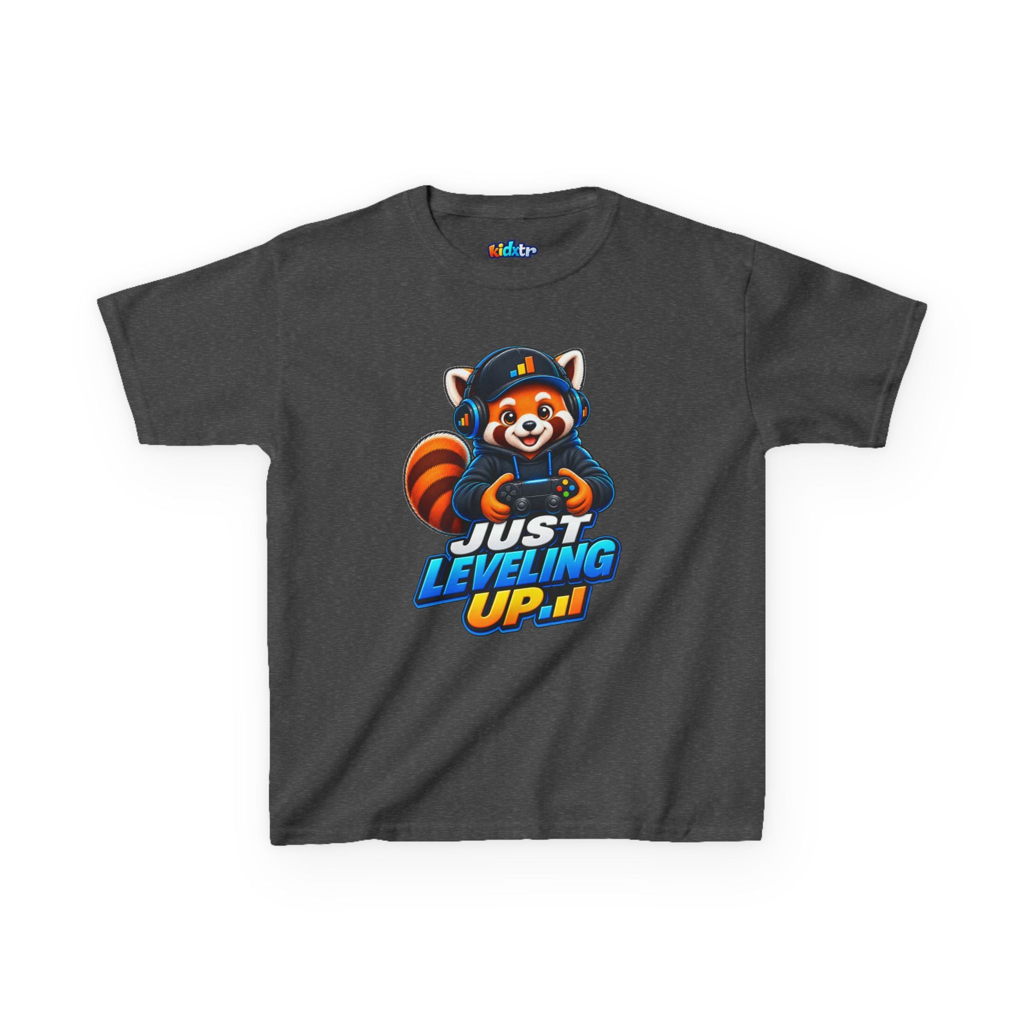 Kidxtr™ Kids Fox T-Shirt — 'Just Leveling Up' Gaming Fox Graphic Tee