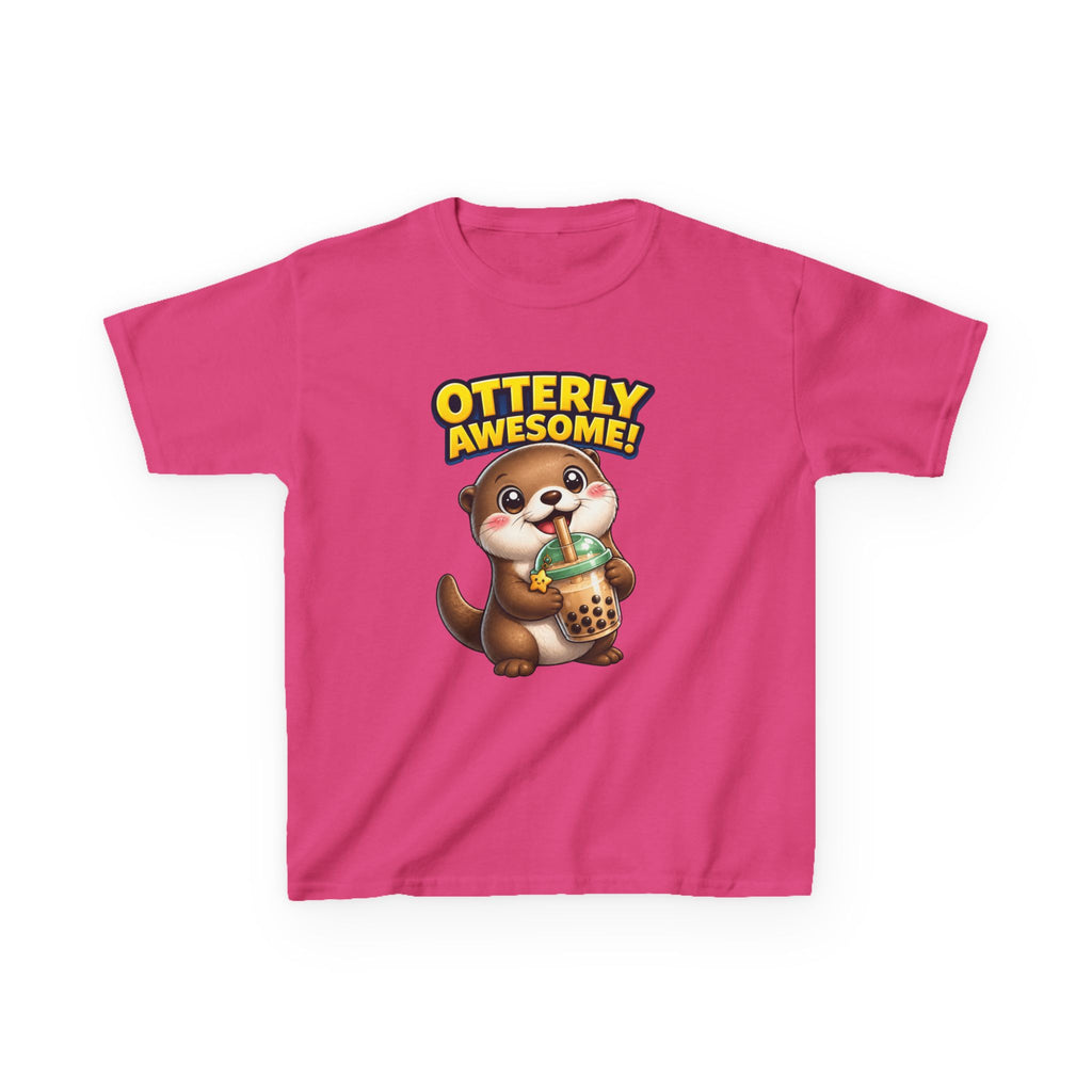 Kids Otter T-Shirt — 'Otterly Awesome!' Cute Otter Drinking Bubble Tea Graphic Tee