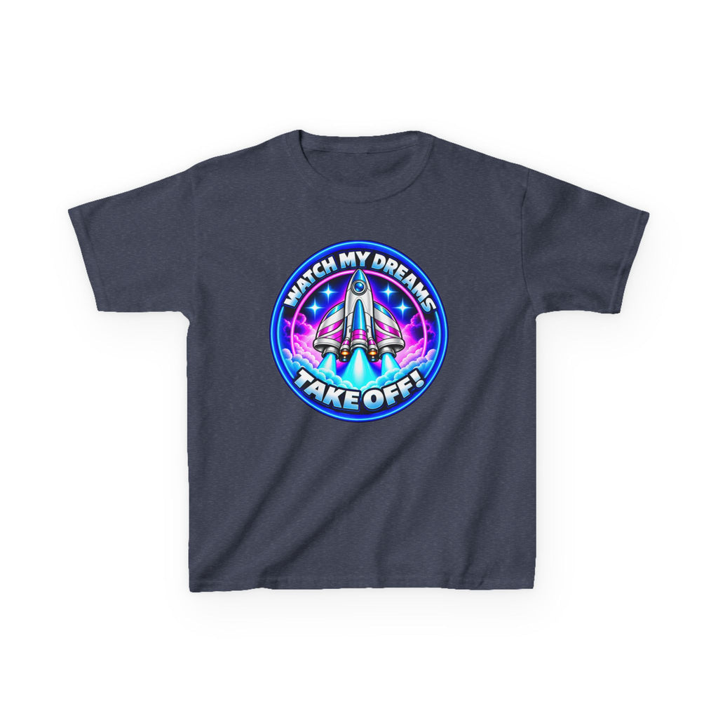 Kidxtr™ Kids Space T-Shirt — 'Watch My Dreams Take Off' Rocket Graphic Tee