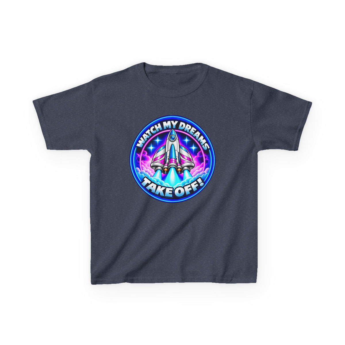 Kidxtr™ Kids Space T-Shirt — 'Watch My Dreams Take Off' Rocket Graphic Tee