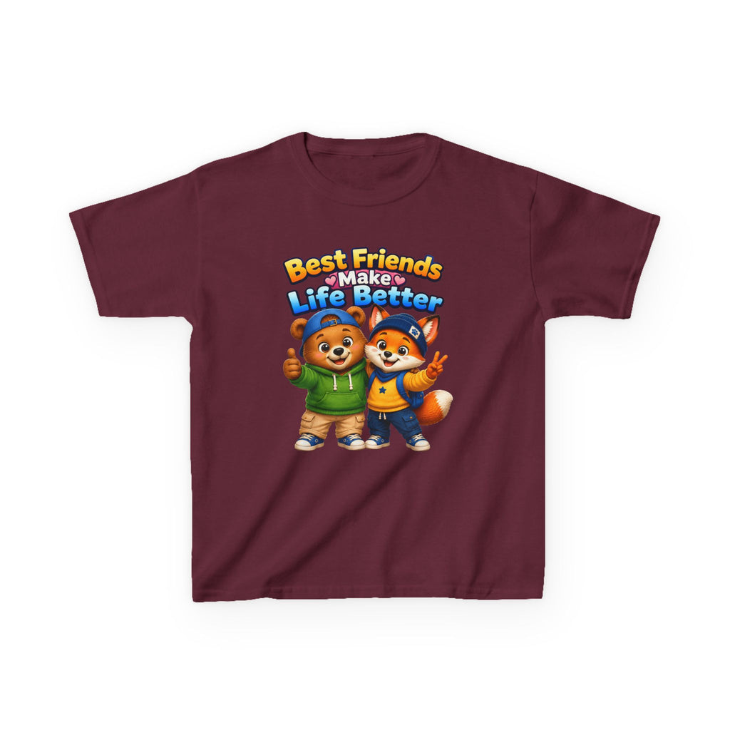 Kids Friendship T-Shirt — 'Best Friends Make Life Better' Cute Bear & Fox Graphic Tee