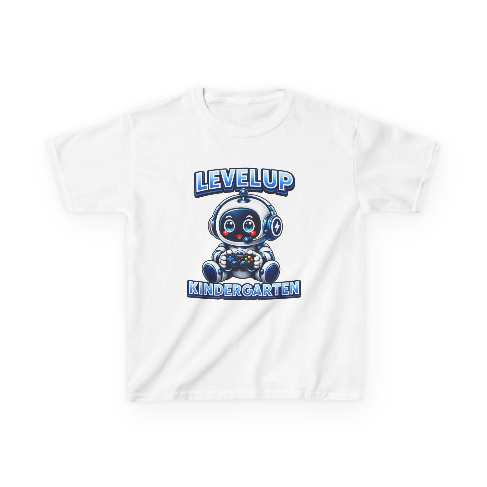 Level Up Kindergarten Robot Kids T‑Shirt — Back to School Shirt for Boys & Girls