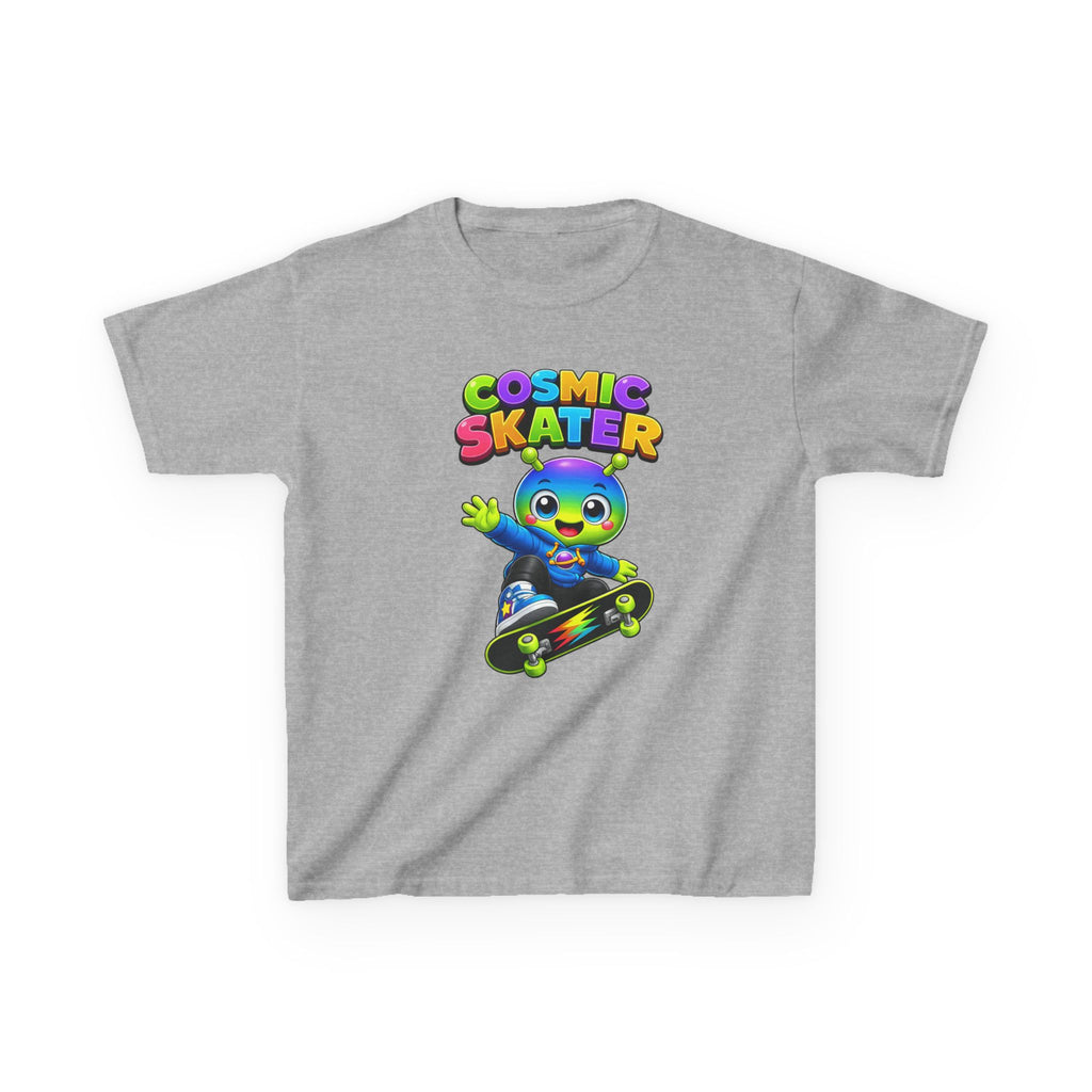 Kids Cosmic Skater T-Shirt — 'Cosmic Skater' Colorful Alien Skateboard Graphic Tee