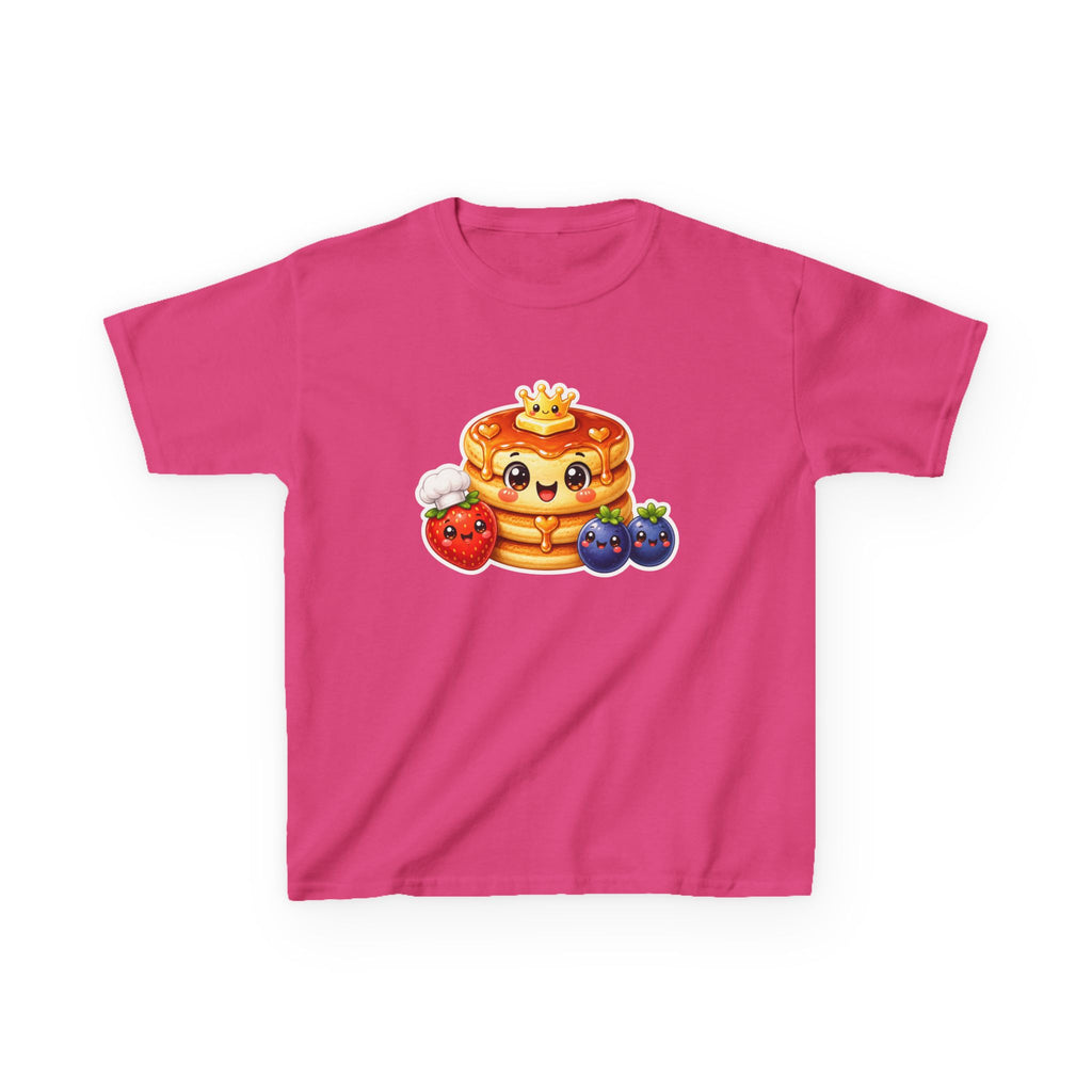 Kids Breakfast T-Shirt — 'Short Stack' Cute Pancake Stack with Smiling Berries Graphic Tee