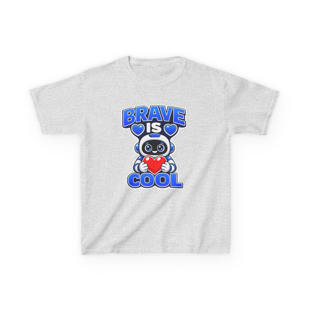 Kids Robot T-Shirt — 'Brave Is Cool' Heart Graphic Tee