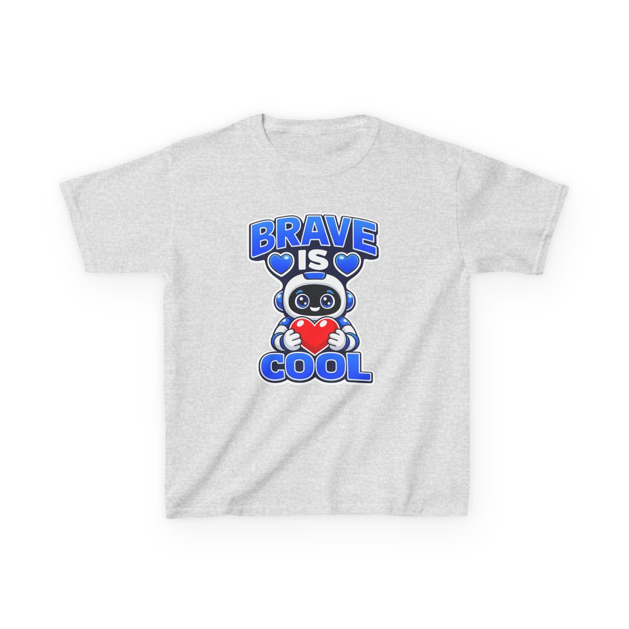 Kids Robot T-Shirt — 'Brave Is Cool' Heart Graphic Tee