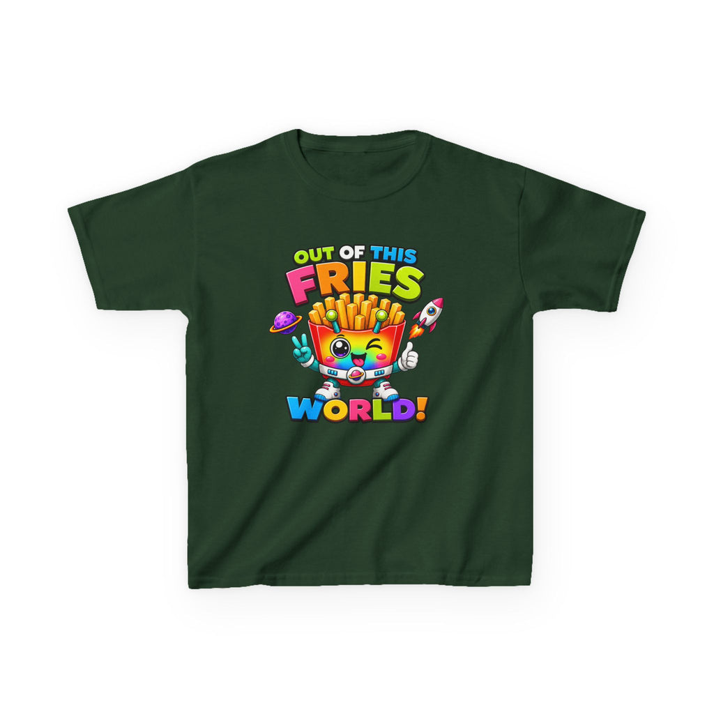 Kids Fries T-Shirt — 'Out of This Fries World!' Colorful Cartoon Fries Graphic Tee