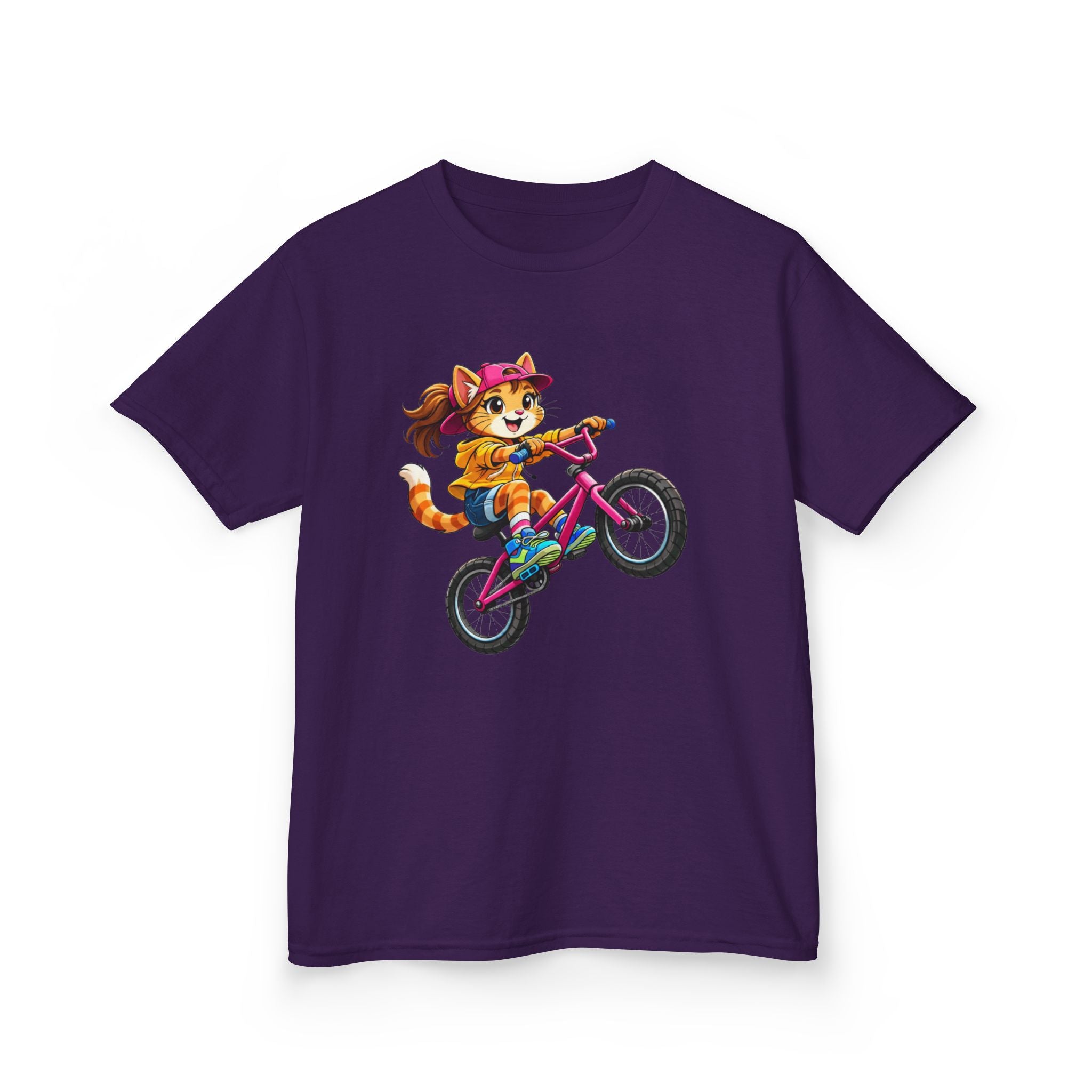 Kids Fox T-Shirt — 'Ride Bold' Cartoon Fox Girl on Bike Graphic Tee