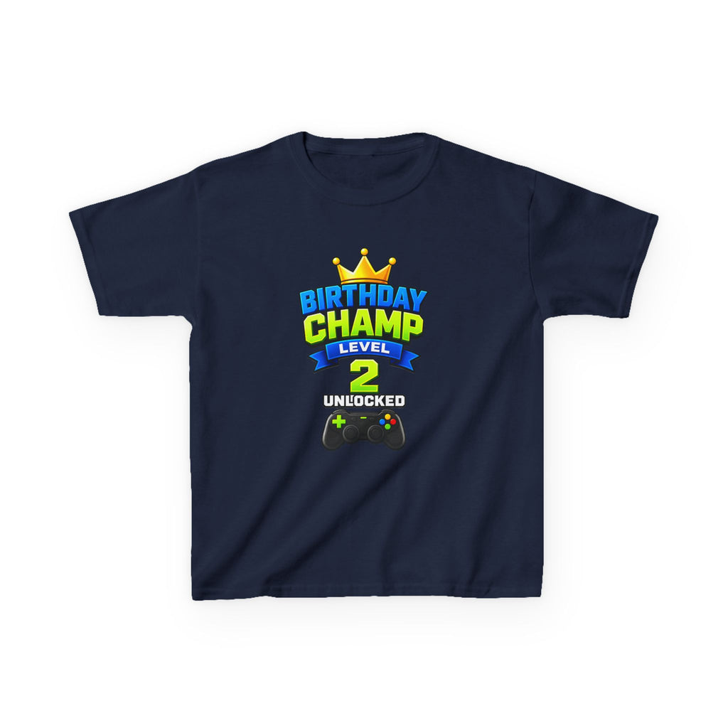 Kids Birthday T-Shirt — 'Birthday Champ' Level 2 Video Game Controller Graphic Tee