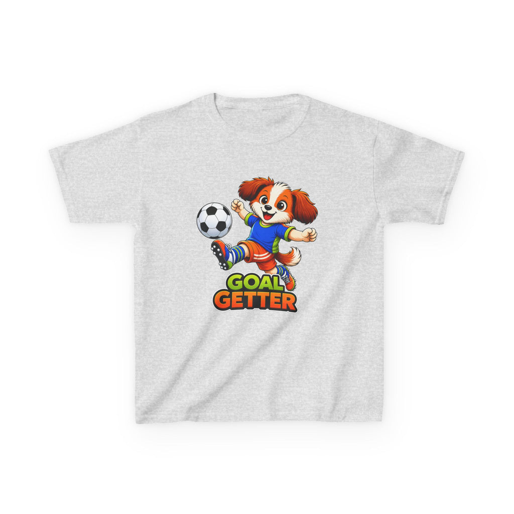 Kids Soccer T-Shirt — 'Goal Getter' Cute Puppy Soccer Graphic Tee
