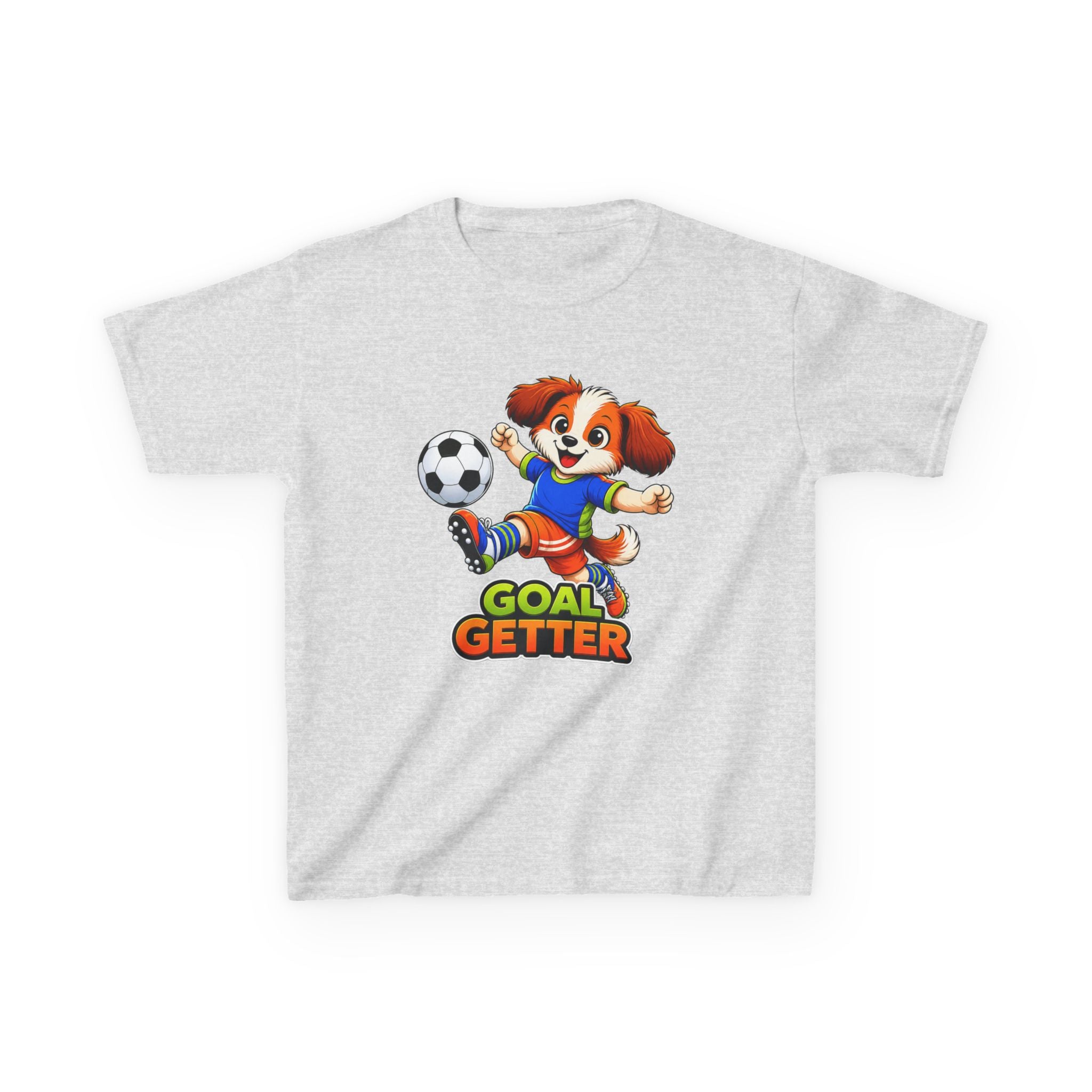 Kids Soccer T-Shirt — 'Goal Getter' Cute Puppy Soccer Graphic Tee