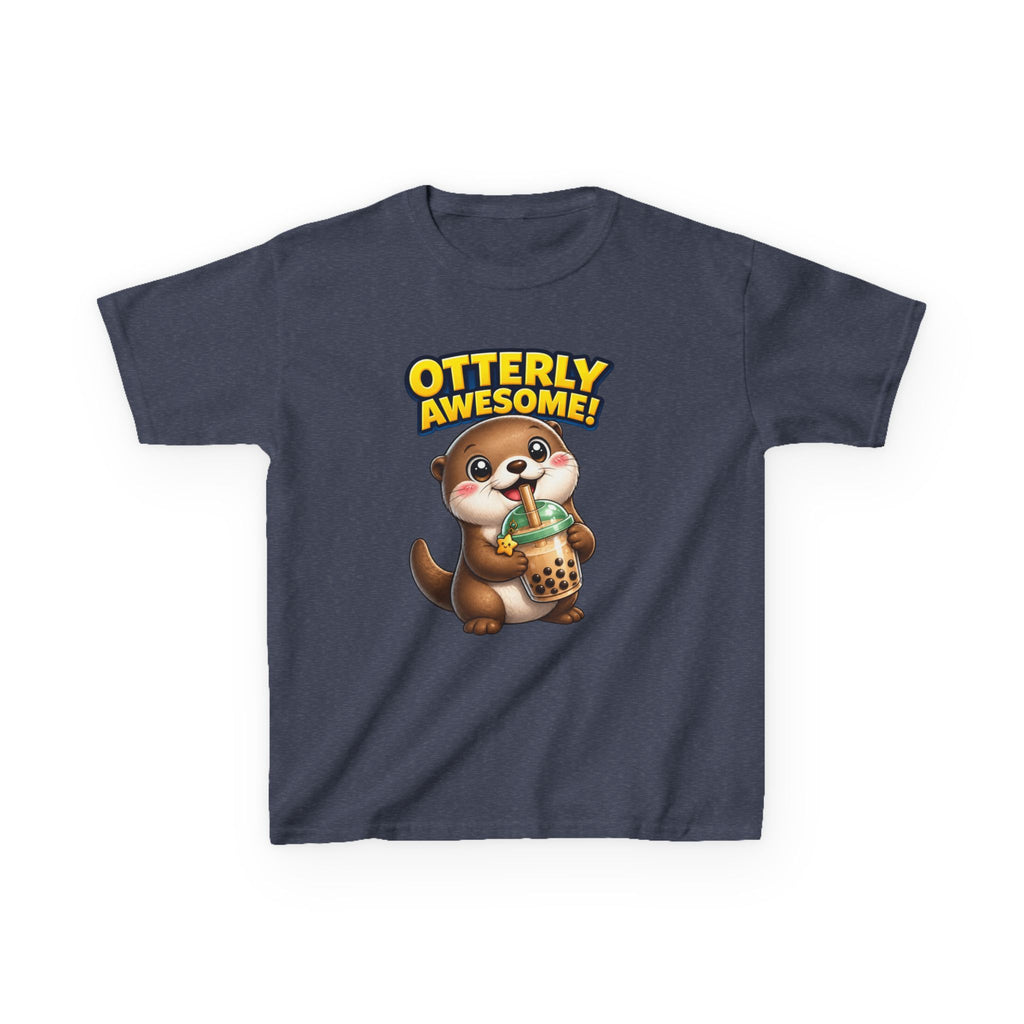 Kids Otter T-Shirt — 'Otterly Awesome!' Cute Otter Drinking Bubble Tea Graphic Tee