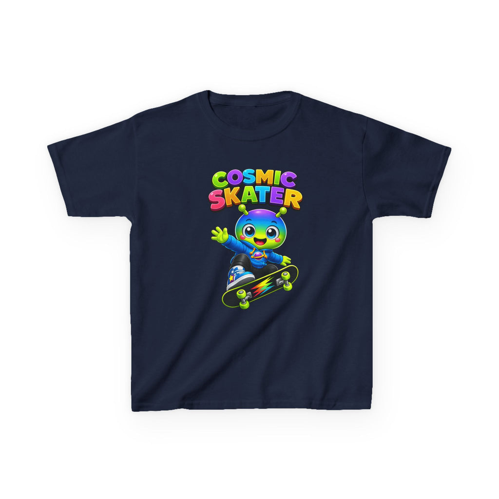 Kids Cosmic Skater T-Shirt — 'Cosmic Skater' Colorful Alien Skateboard Graphic Tee