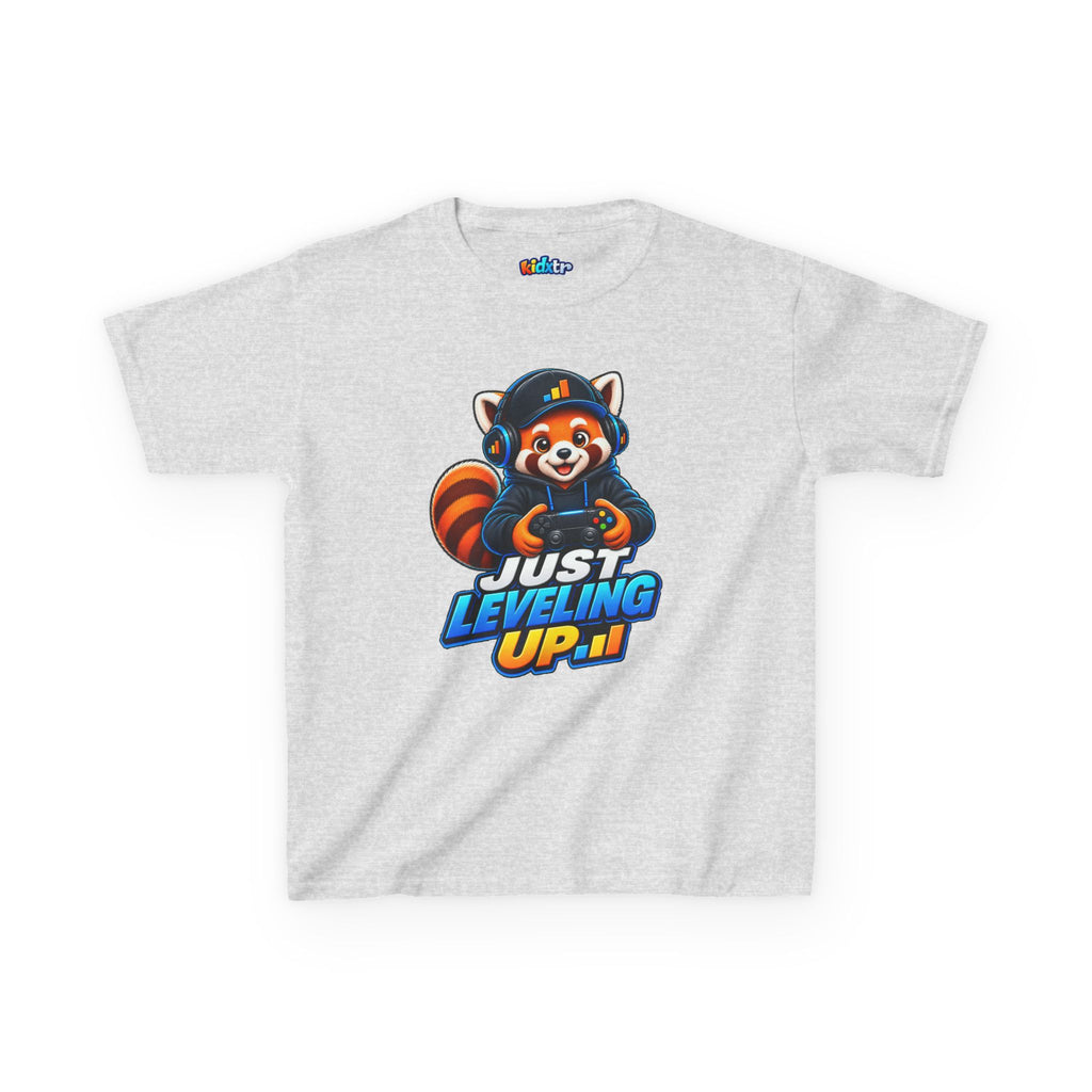 Kidxtr™ Kids Fox T-Shirt — 'Just Leveling Up' Gaming Fox Graphic Tee
