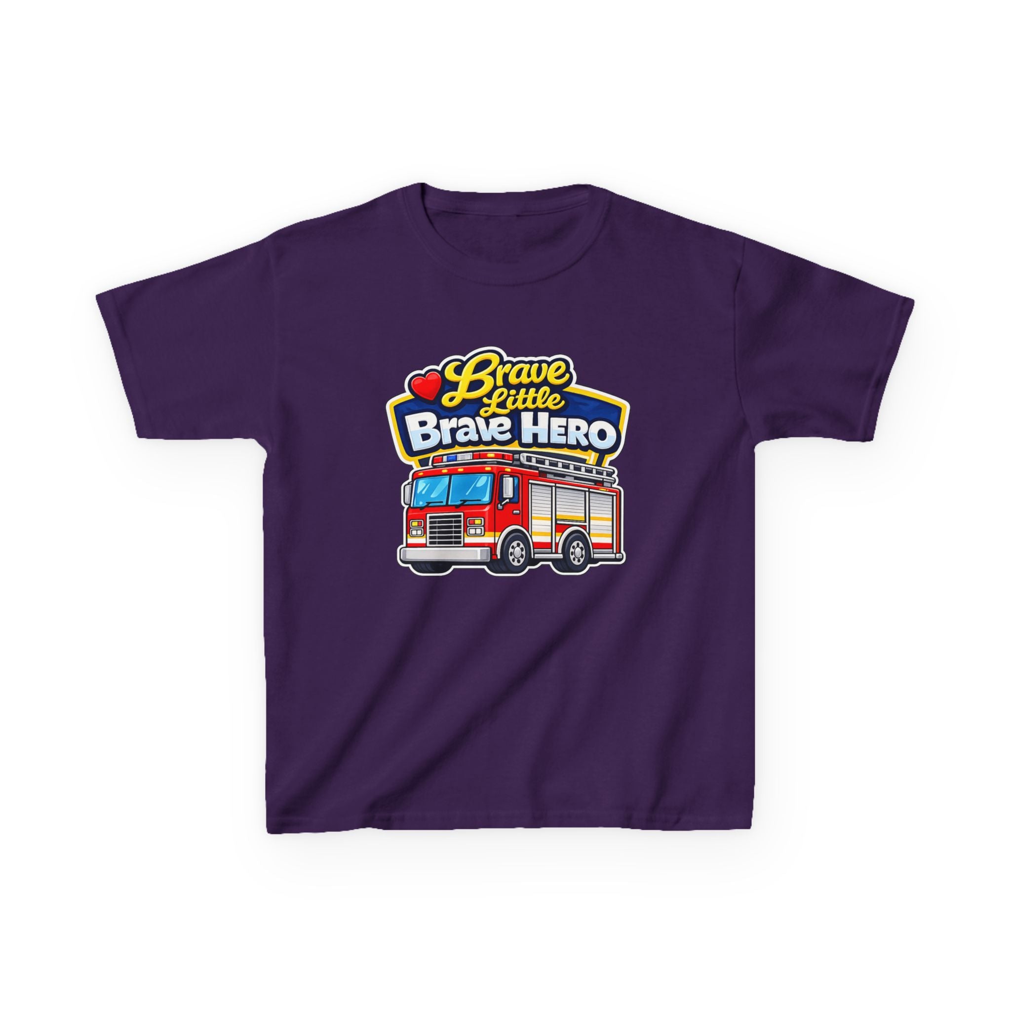 Kids Tee — "Brave Little Brave Hero" Firetruck T-Shirt Graphic