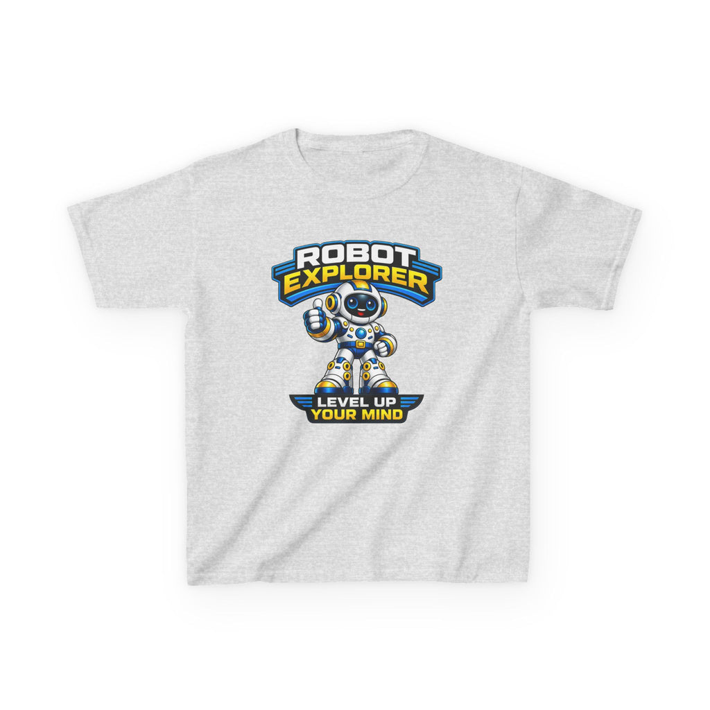 Kids T‑Shirt — "Robot Explorer: Level Up Your Mind" Cute STEM Robot Tee