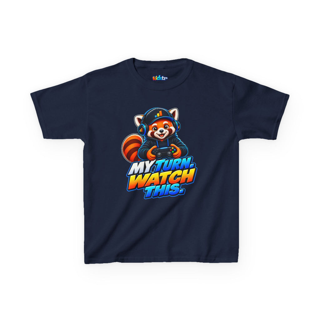 Kidxtr™ Kids Fox T-Shirt — 'My Turn, Watch This' Gaming Fox Graphic Tee