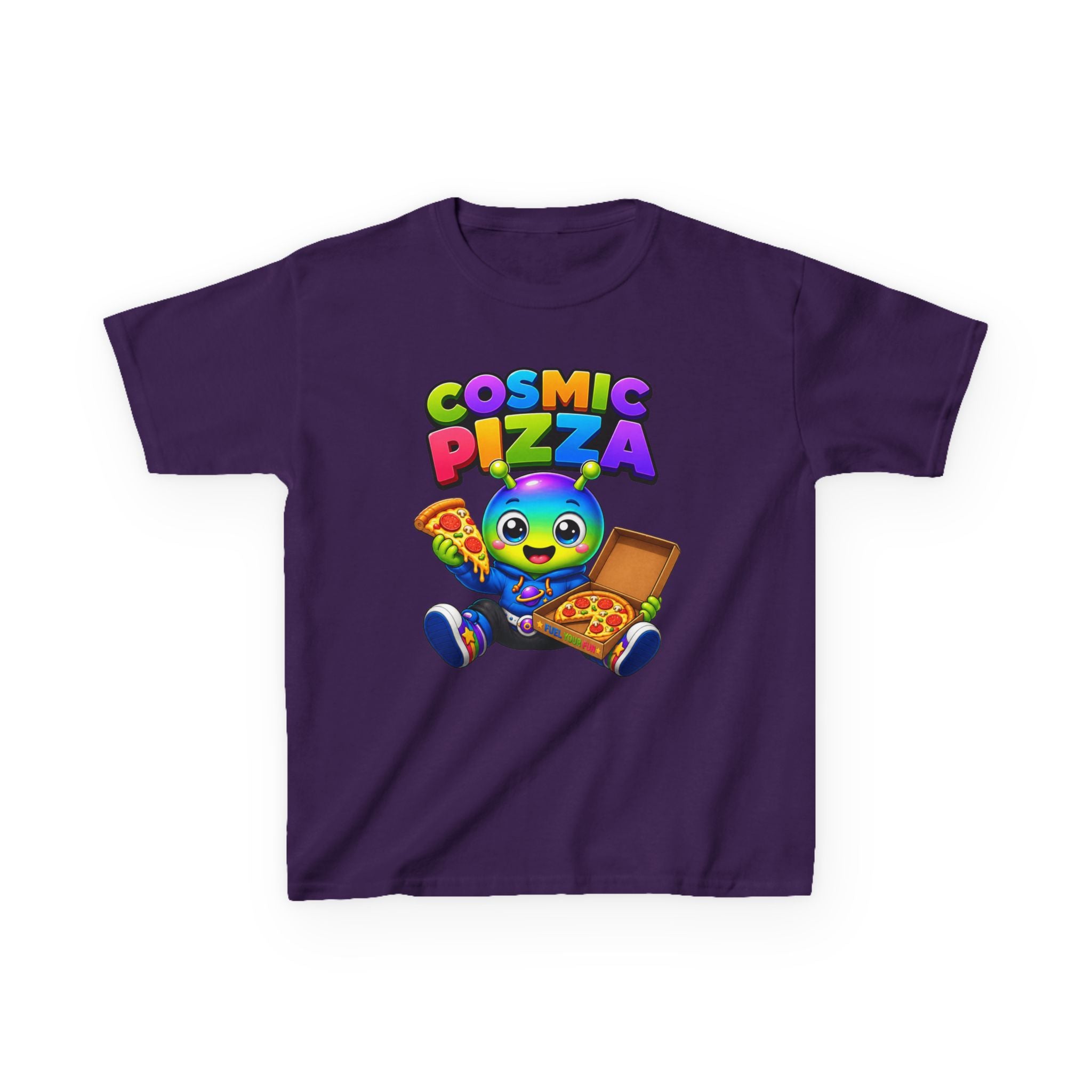 Kids Cosmic Pizza T-Shirt — 'Cosmic Pizza' Cute Alien Eating Pizza Graphic Tee