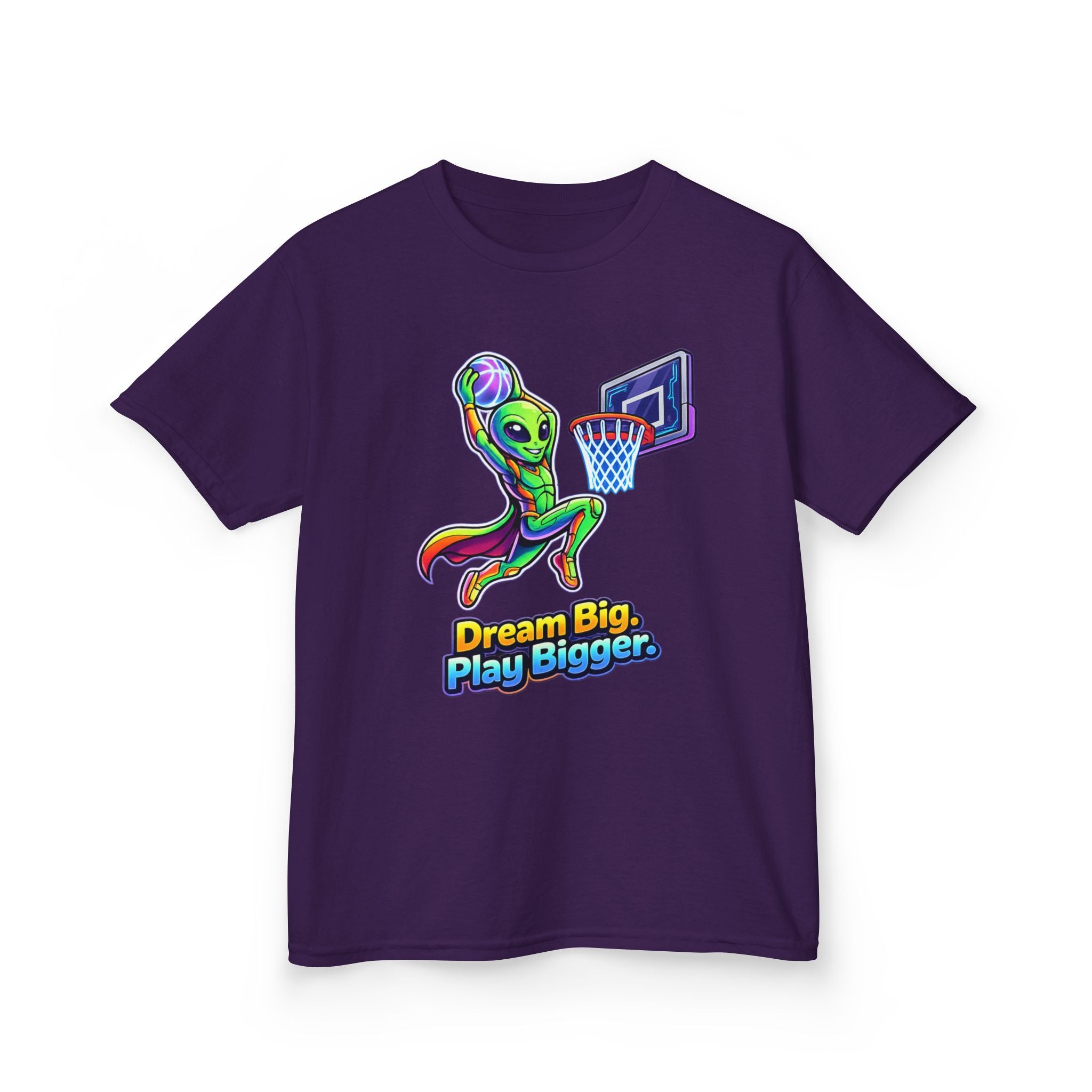 Kids Alien T-Shirt — 'Dream Big, Play Bigger' Basketball Graphic Tee
