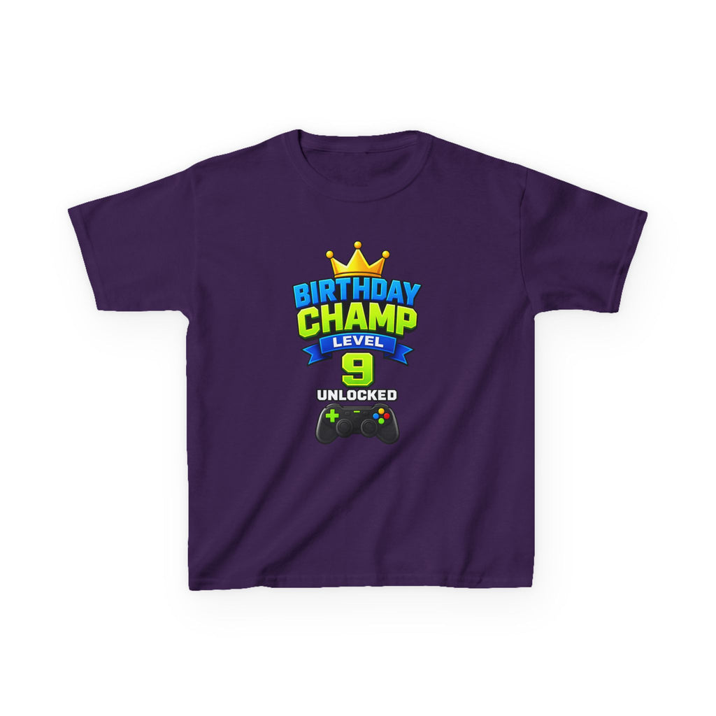 Kids Birthday T-Shirt — 'Birthday Champ' Level 9 Unlocked Gamer Graphic Tee