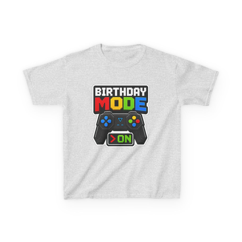 Kids Birthday T-Shirt — 'Birthday Mode On' Video Game Controller Graphic Tee