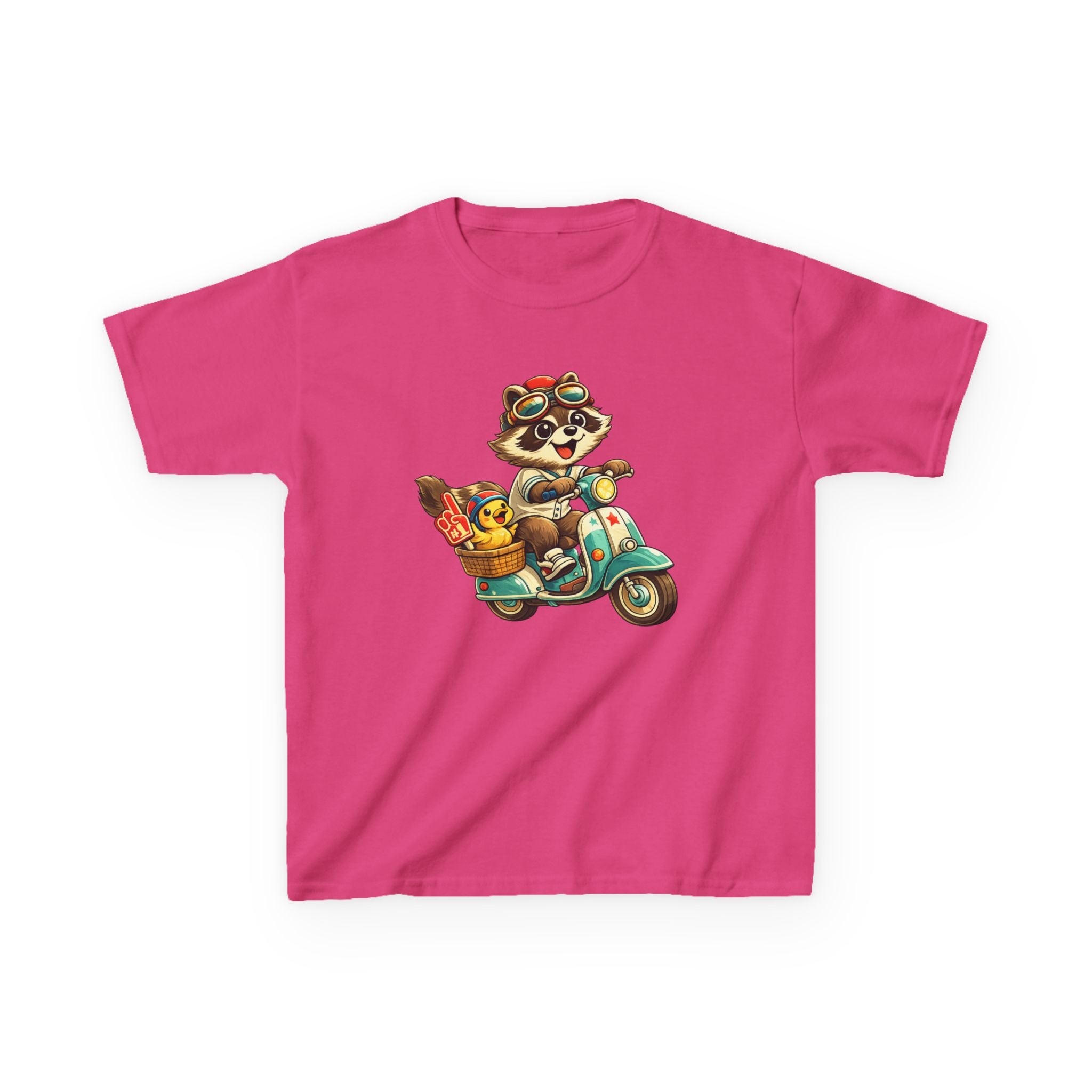 Kids Raccoon T-Shirt – Scooter Rider Graphic Tee