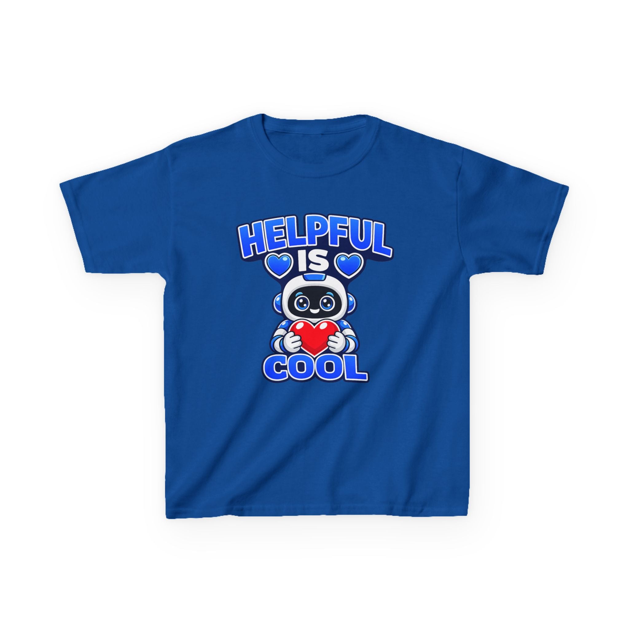 Kids Robot T-Shirt — 'Helpful Is Cool' Heart Graphic Tee
