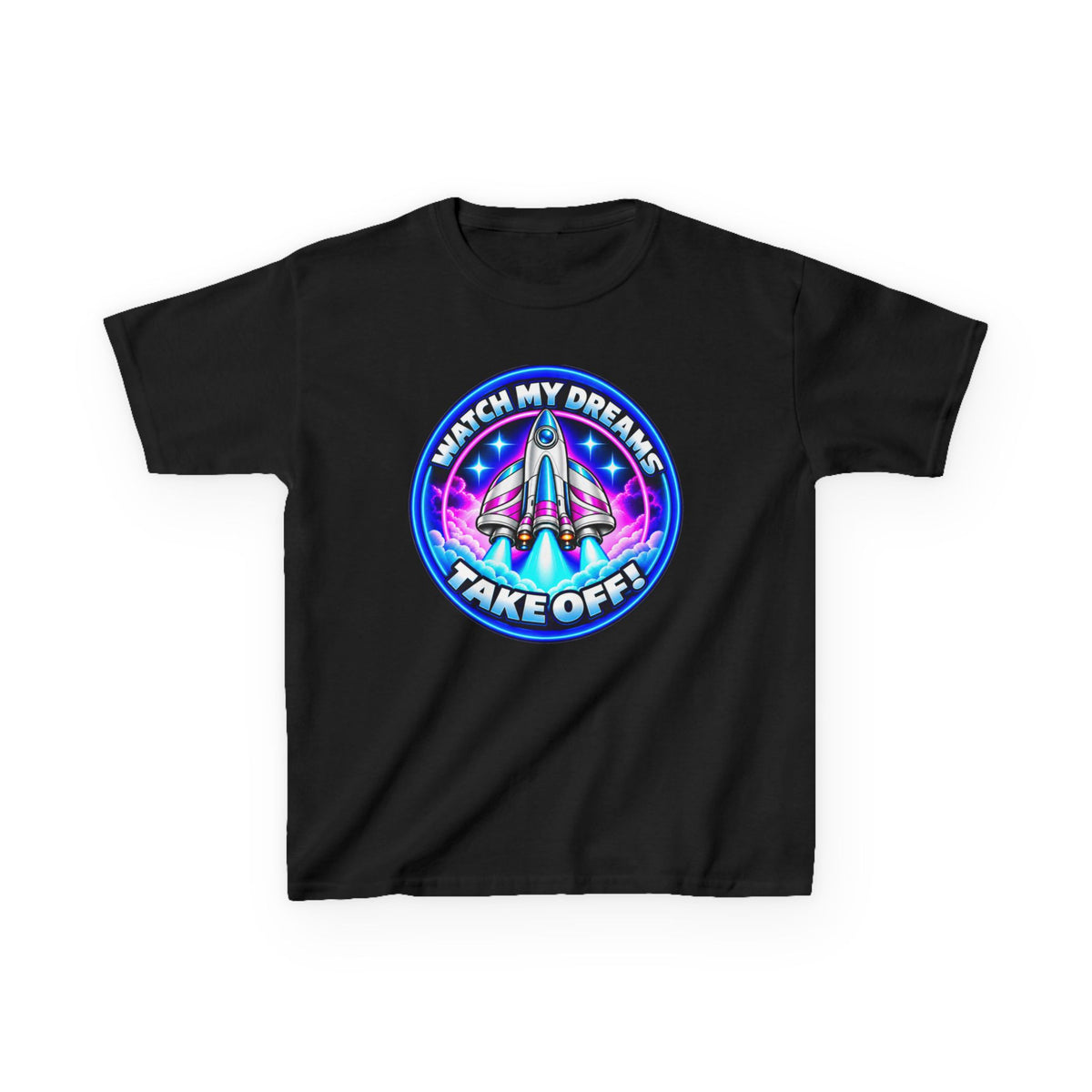 Kidxtr™ Kids Space T-Shirt — 'Watch My Dreams Take Off' Rocket Graphic Tee