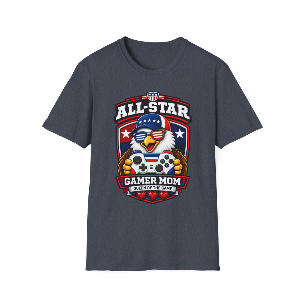 All-Star Gamer Mom T-Shirt — Patriotic Eagle Gaming Graphic Tee