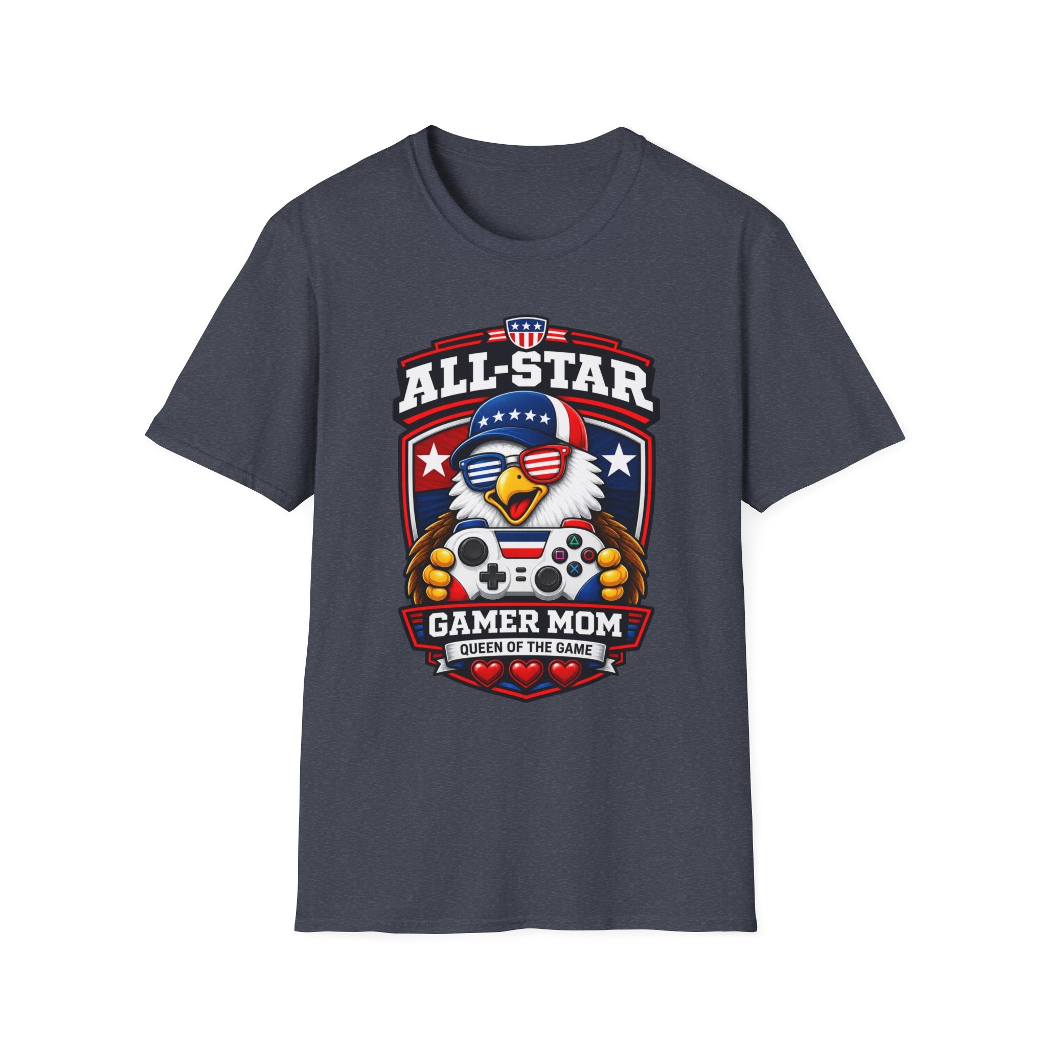 All-Star Gamer Mom T-Shirt — Patriotic Eagle Gaming Graphic Tee