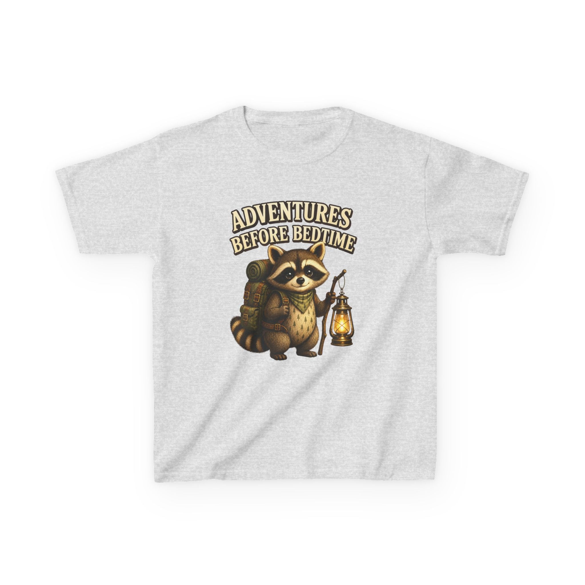 Kids Raccoon T-Shirt — 'Adventures Before Bedtime' Lantern Graphic Tee
