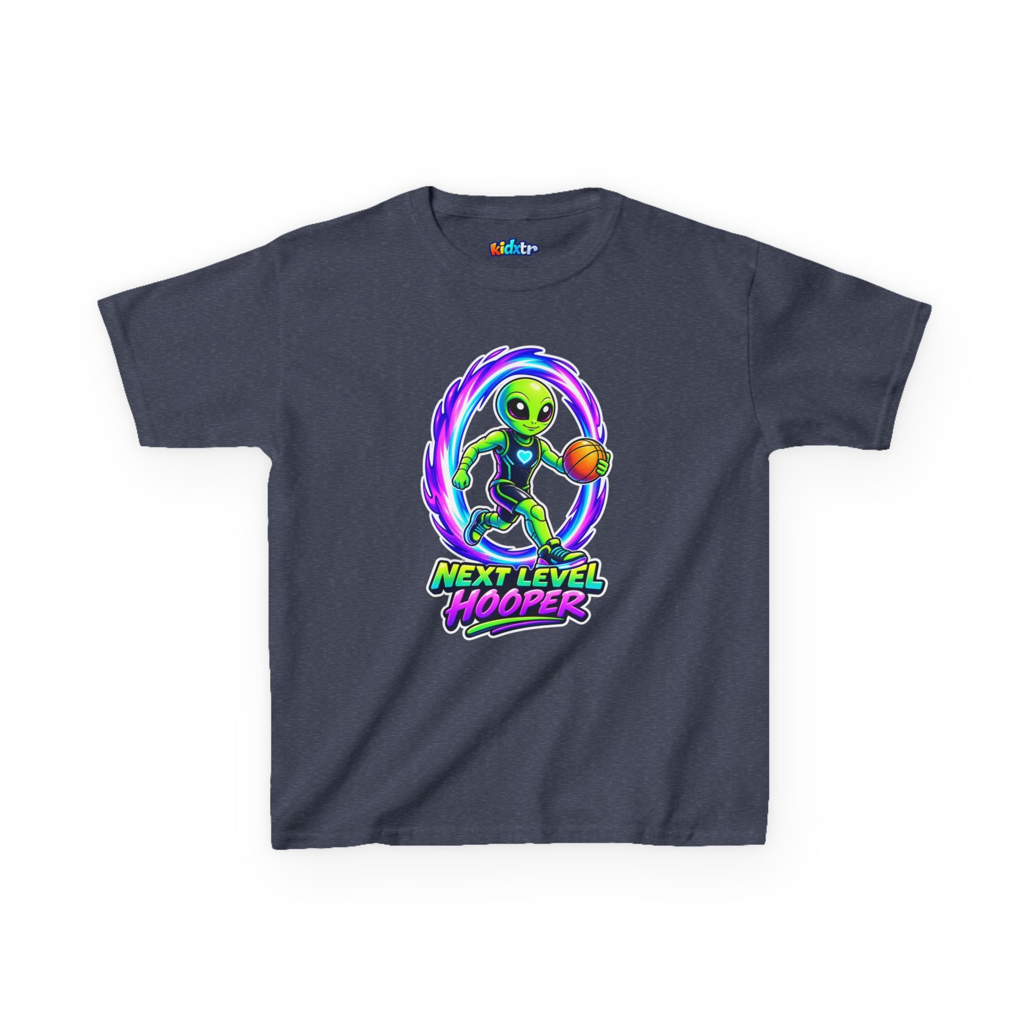 Kidxtr™ Kids Basketball T-Shirt — 'Next Level Hooper' Alien Basketball Graphic Tee